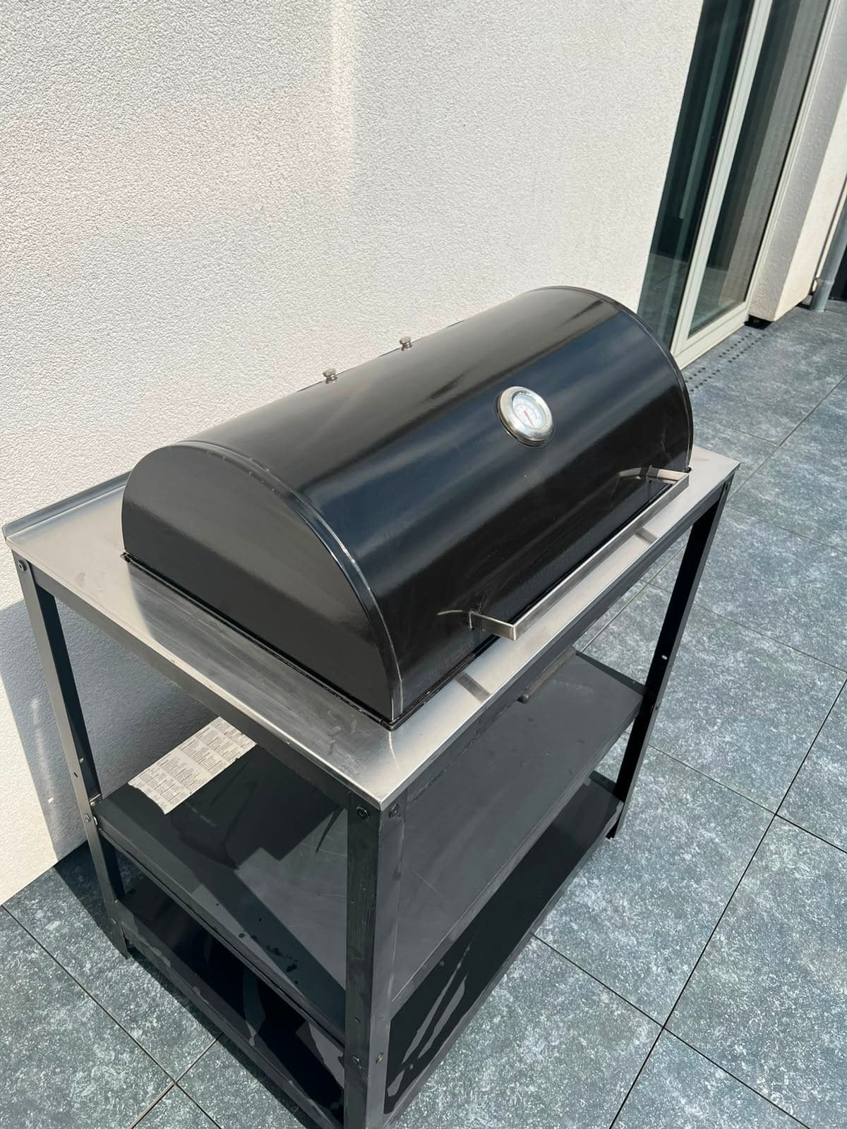 GRILLSKÄR houtskoolbarbecue, zwart/roestvrij staal buiten, 86x61 cm