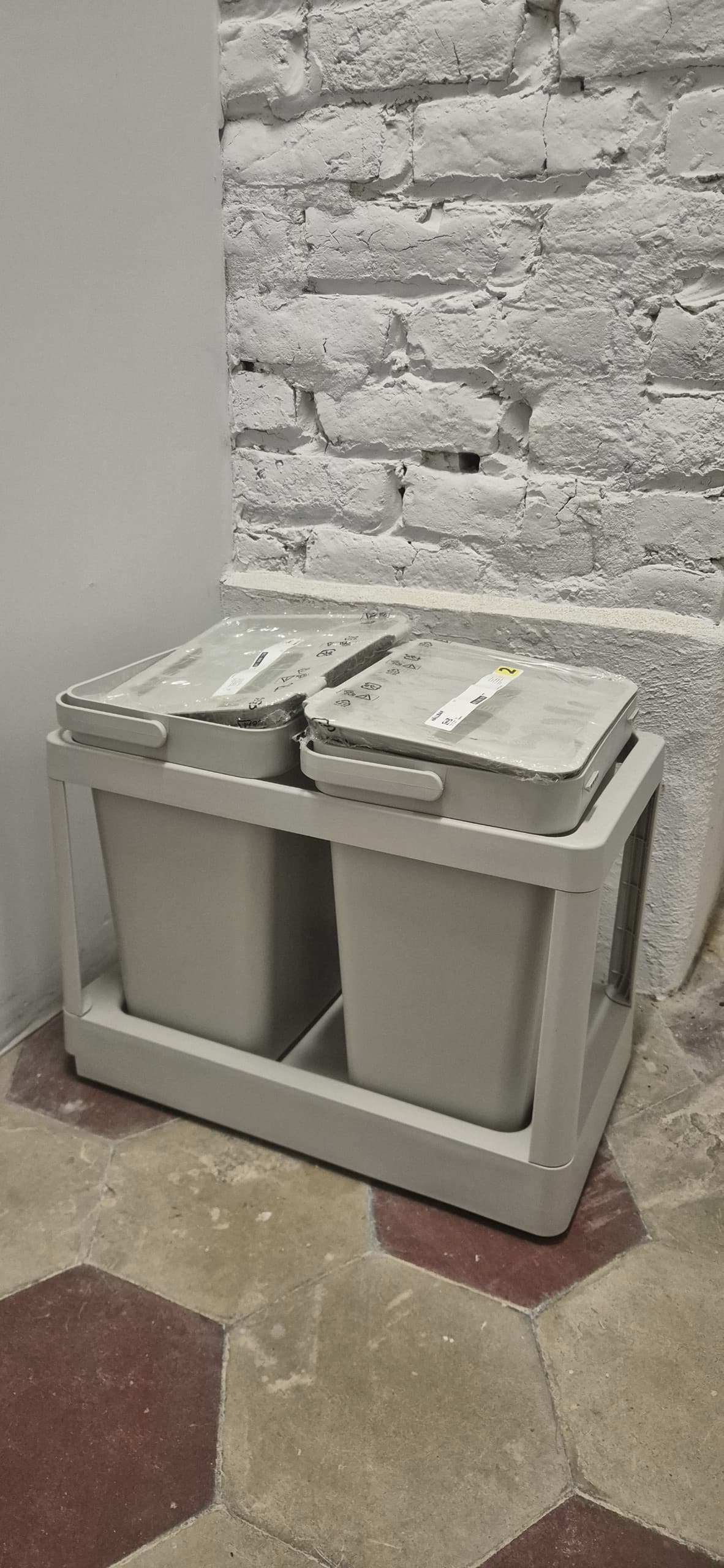 HÅLLBAR waste sorting solution, with pull-out/light grey, 20 l