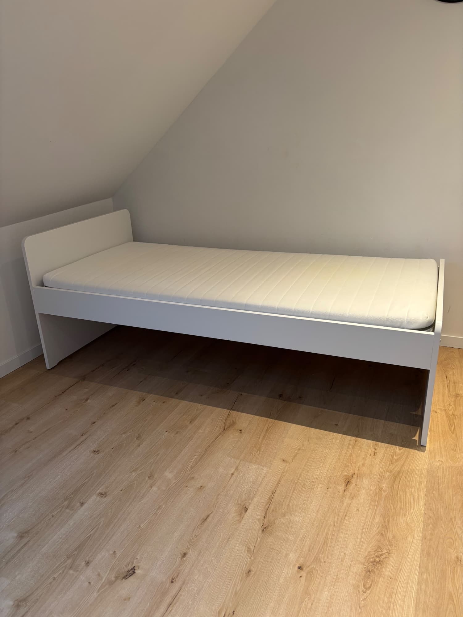 1P BED INCL. MATRAS cadre de lit avec sommier à lattes, blanc, 90x200 cm