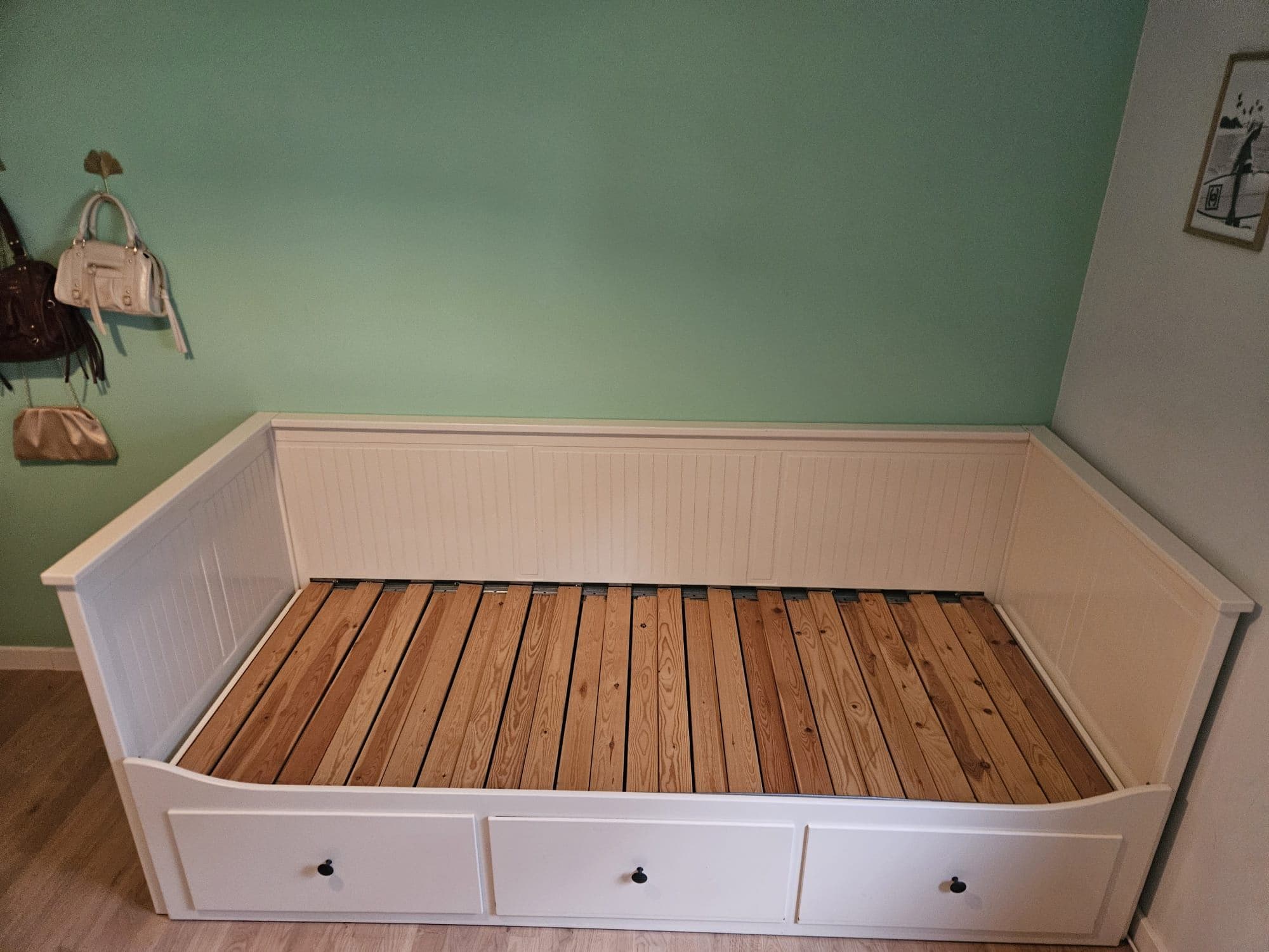 HEMNES Bedbank met 3 lades, wit, 80x200 cm