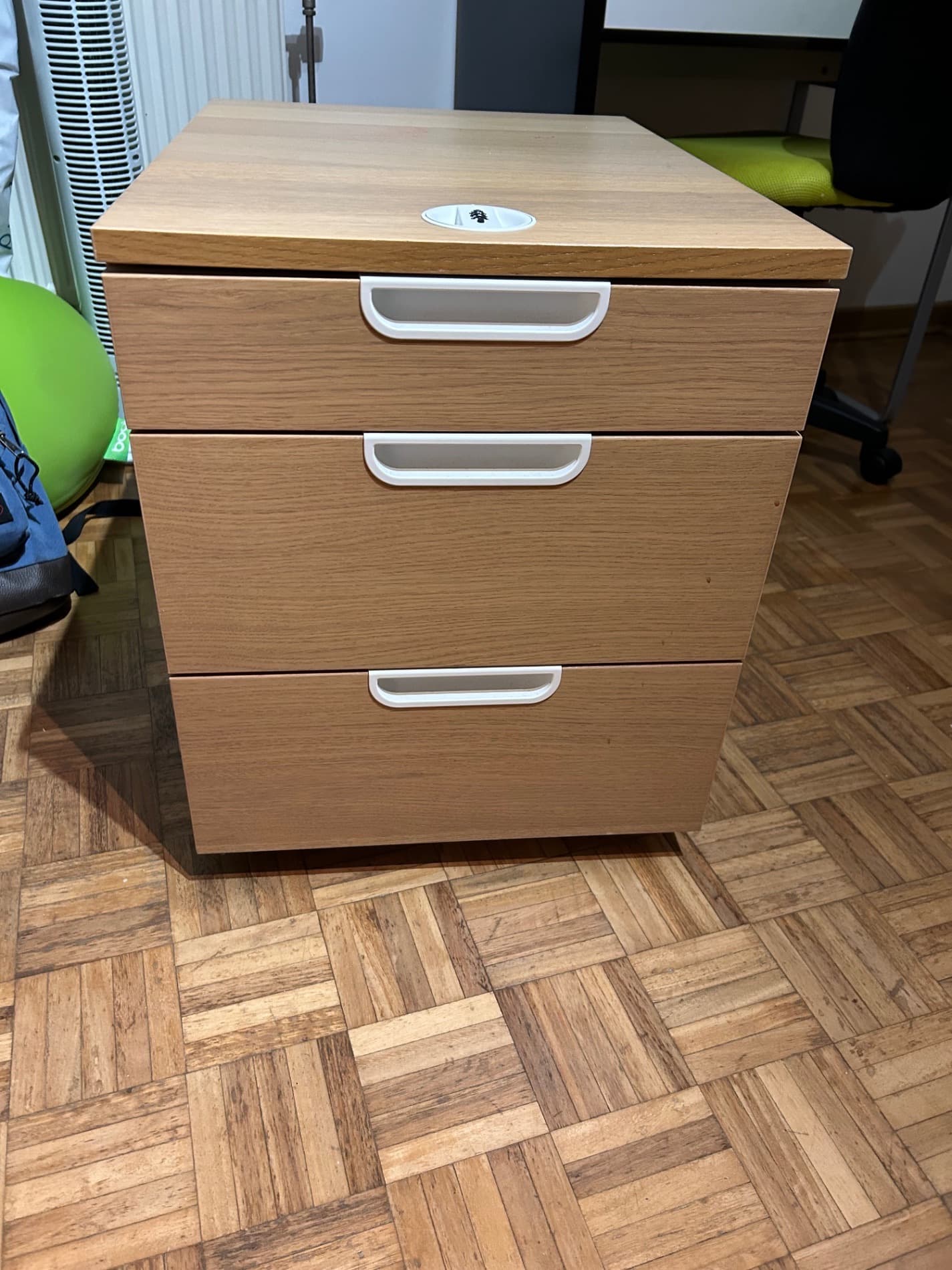 GALANT drawer unit on castors, white stained oak veneer