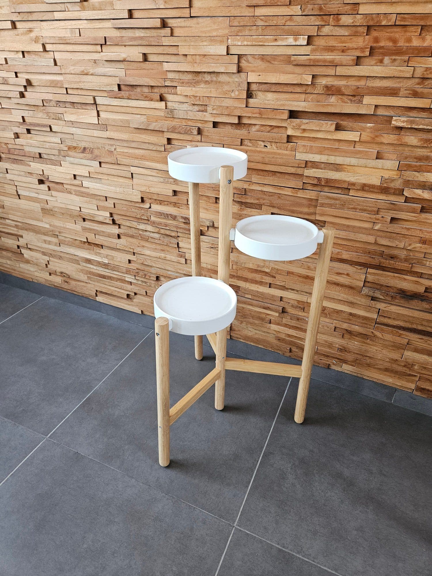SATSUMAS plant stand, bamboo/white, 78 cm