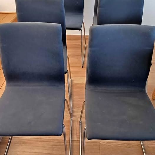 6 CHAISES VOLFGANG eetkamerstoel, verchroomd/Orrsta zwartblauw