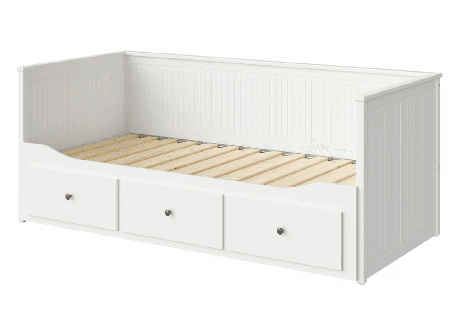 HEMNES day-bed w 3 drawers/2 mattresses, white/Åsvang firm