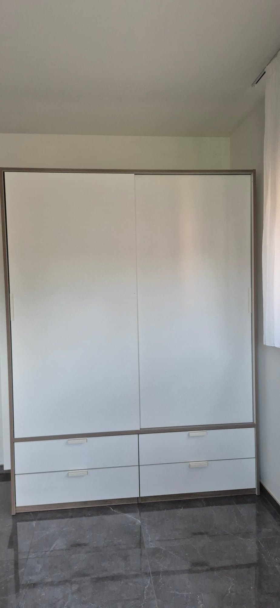 TRYSIL armoire portes couliss/4tiroirs, blanc/gris clair
