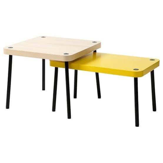 SONHULT tables gigognes, lot de 2, gris/motif noyer