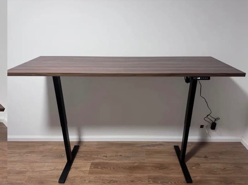 MITTZON ELECTRIQUE bureau assis/debout, électrique plaqué noyer/noir, 160x80 cm