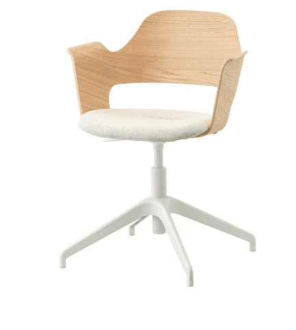 FJÄLLBERGET conference chair with castors, white stained oak veneer/Gunnared beige