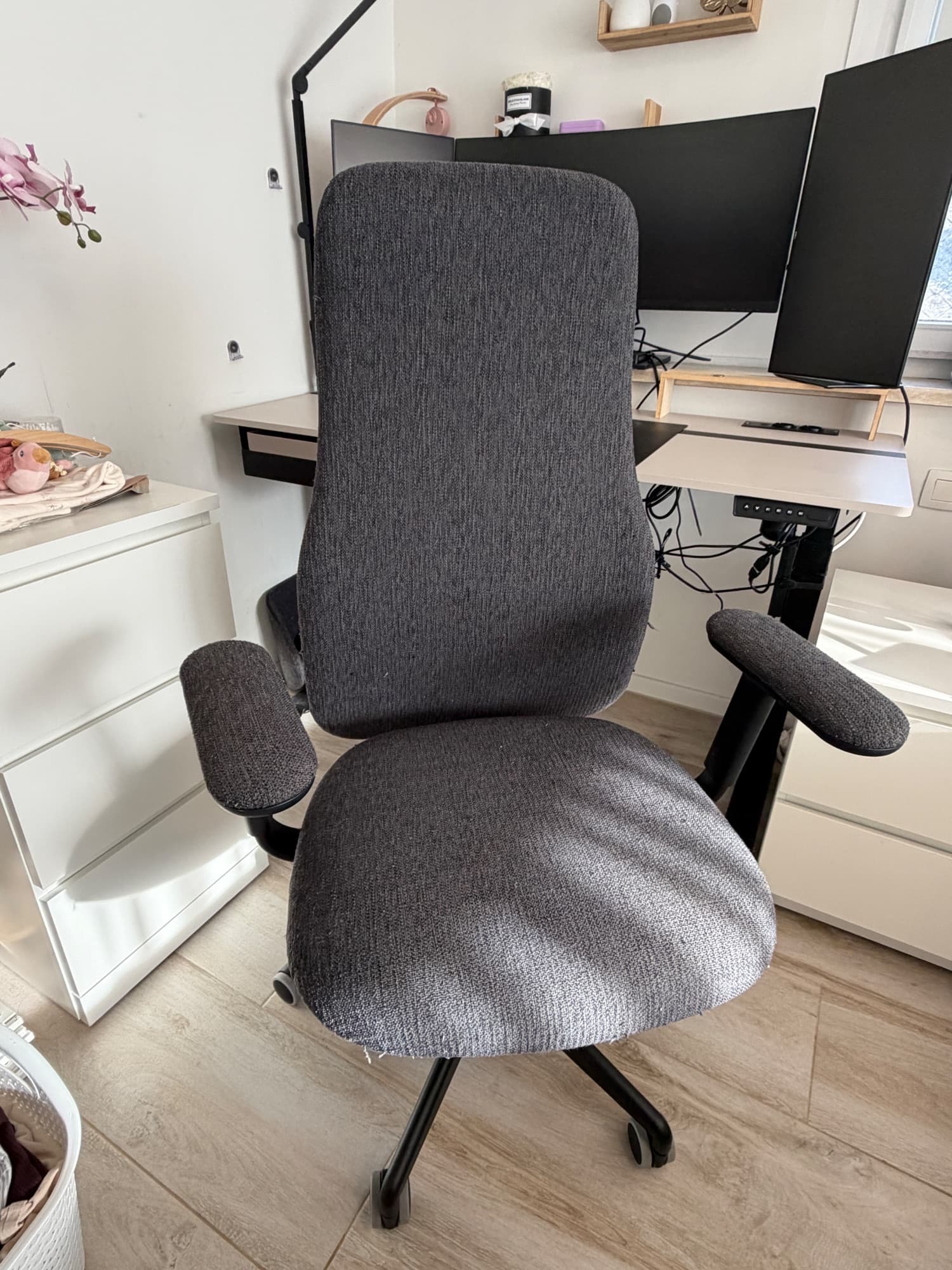 GRÖNFJÄLL chaise bureau av acc/appui-tête, Letafors gris/noir