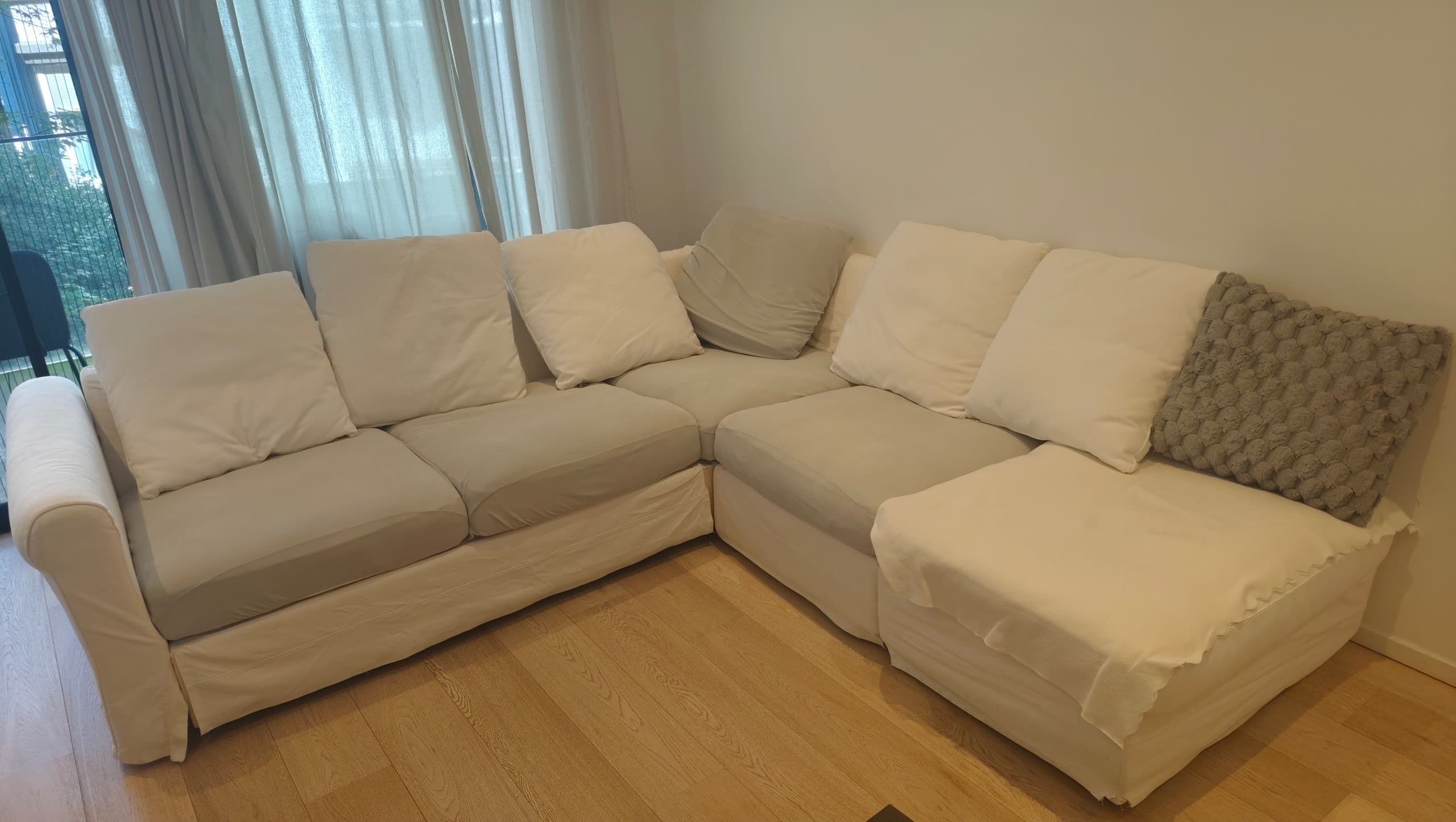 IKEA CORNER SOFA hoekbank, 4-zits, Hakebo donkergrijs