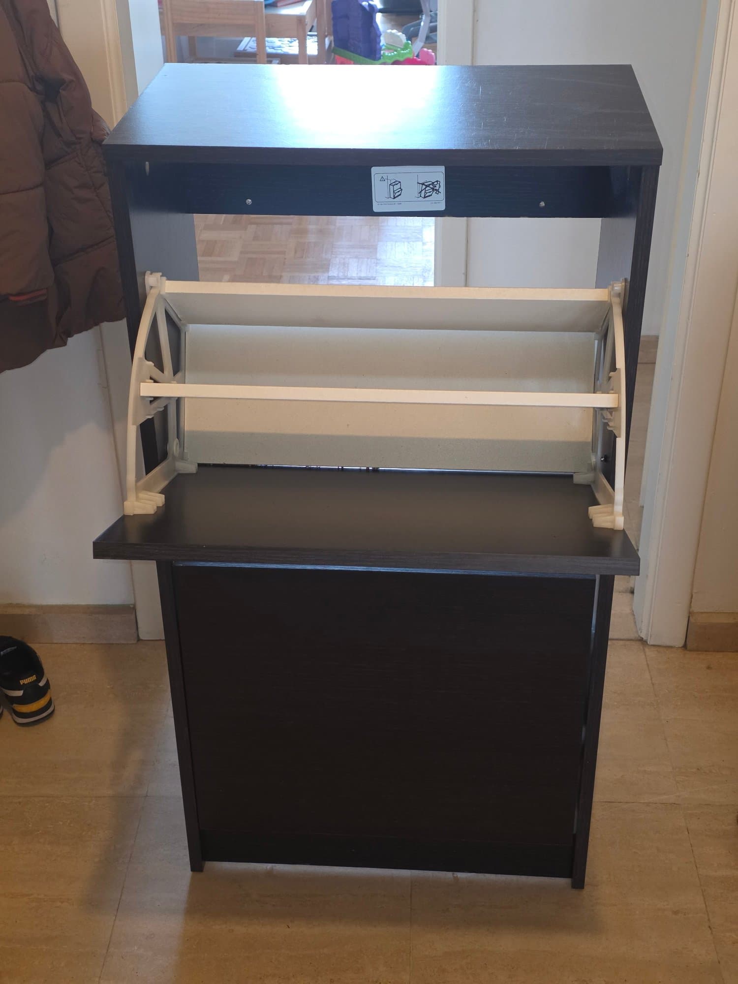BISSA schoenenkast 2 vakken, zwartbruin, 49x28x93 cm