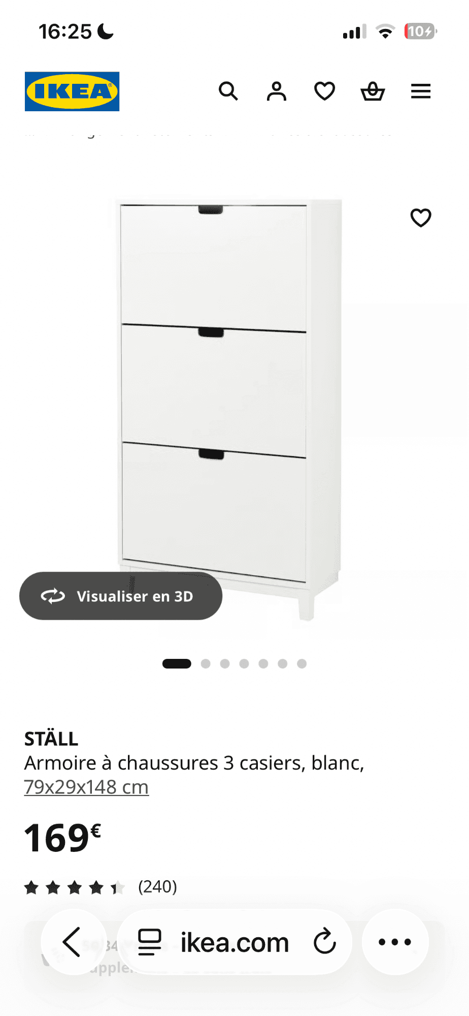 STÄLL MEUBLE CHAUSSU armoire à chaussures 3 casiers, blanc