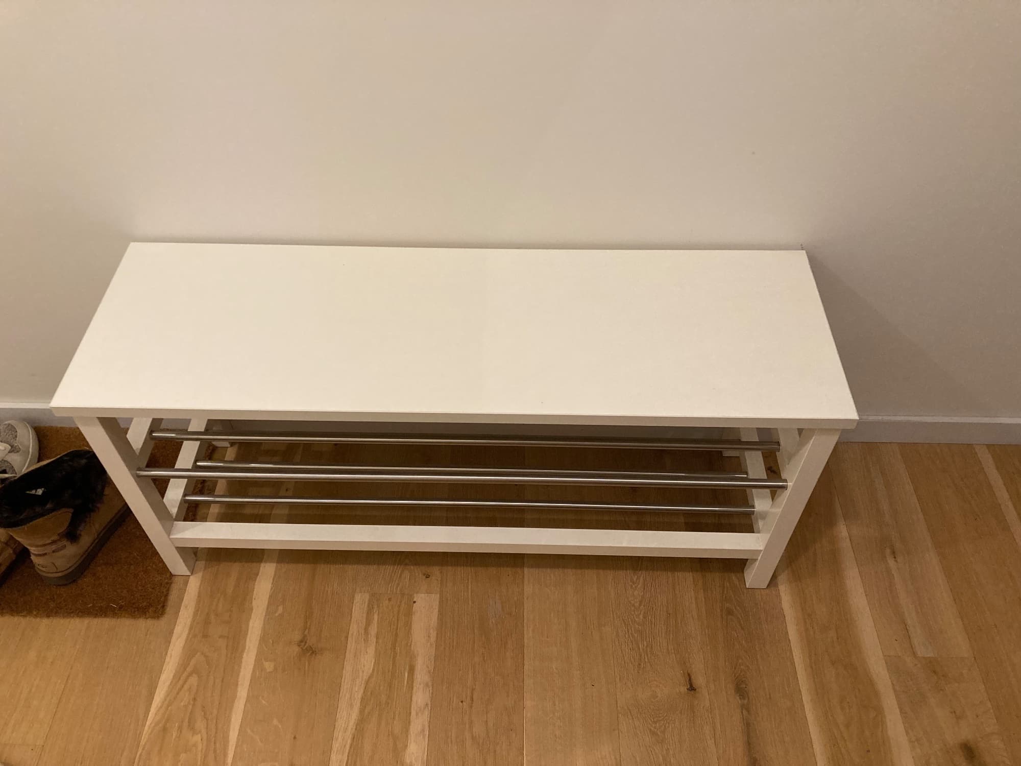 TJUSIG banc avec rangement chaussures, blanc, 108x34x50 cm