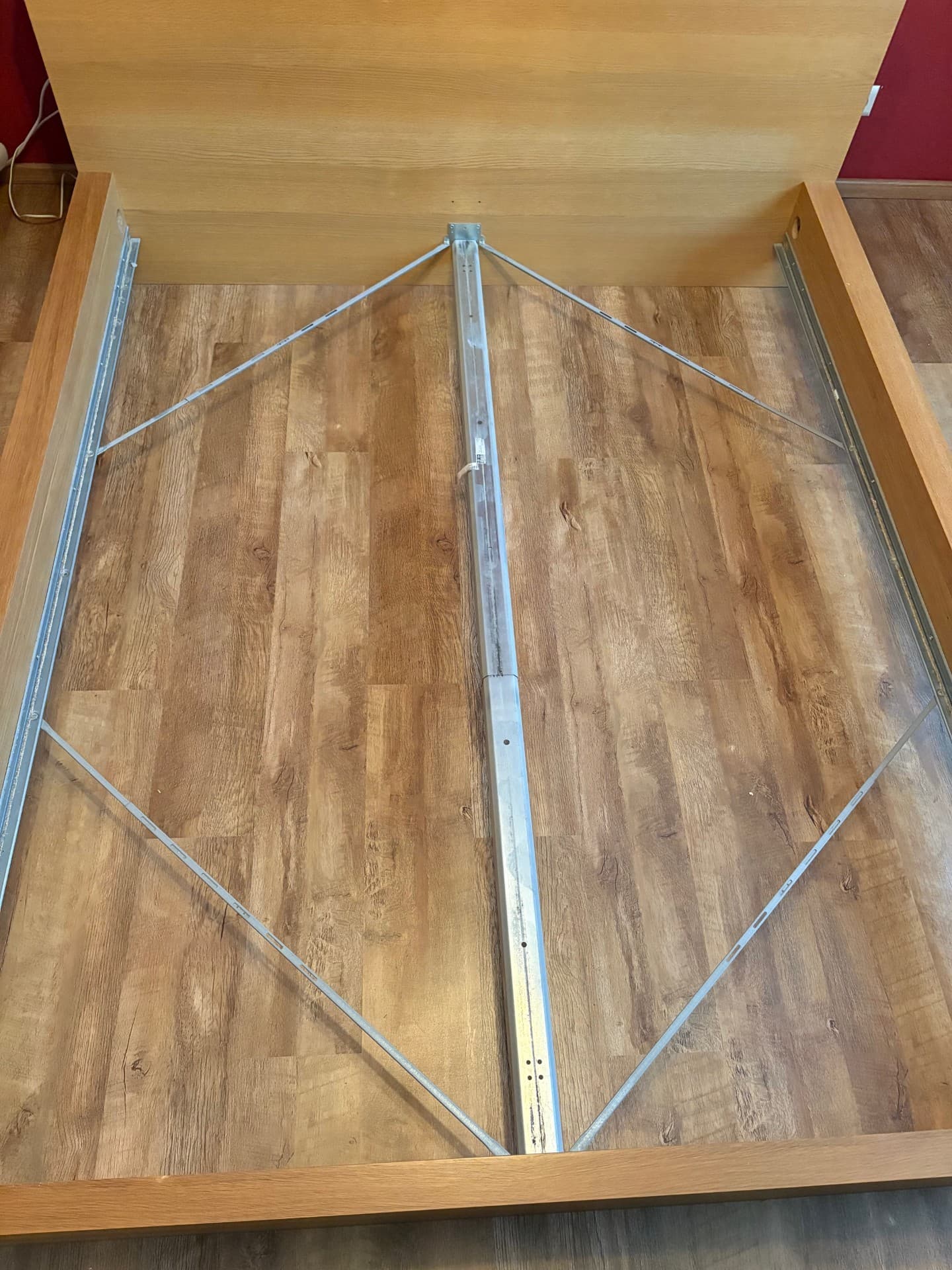 MALM bedonderstel, hoog, wit gelazuurd eikenfineer/Lönset, 160x200 cm