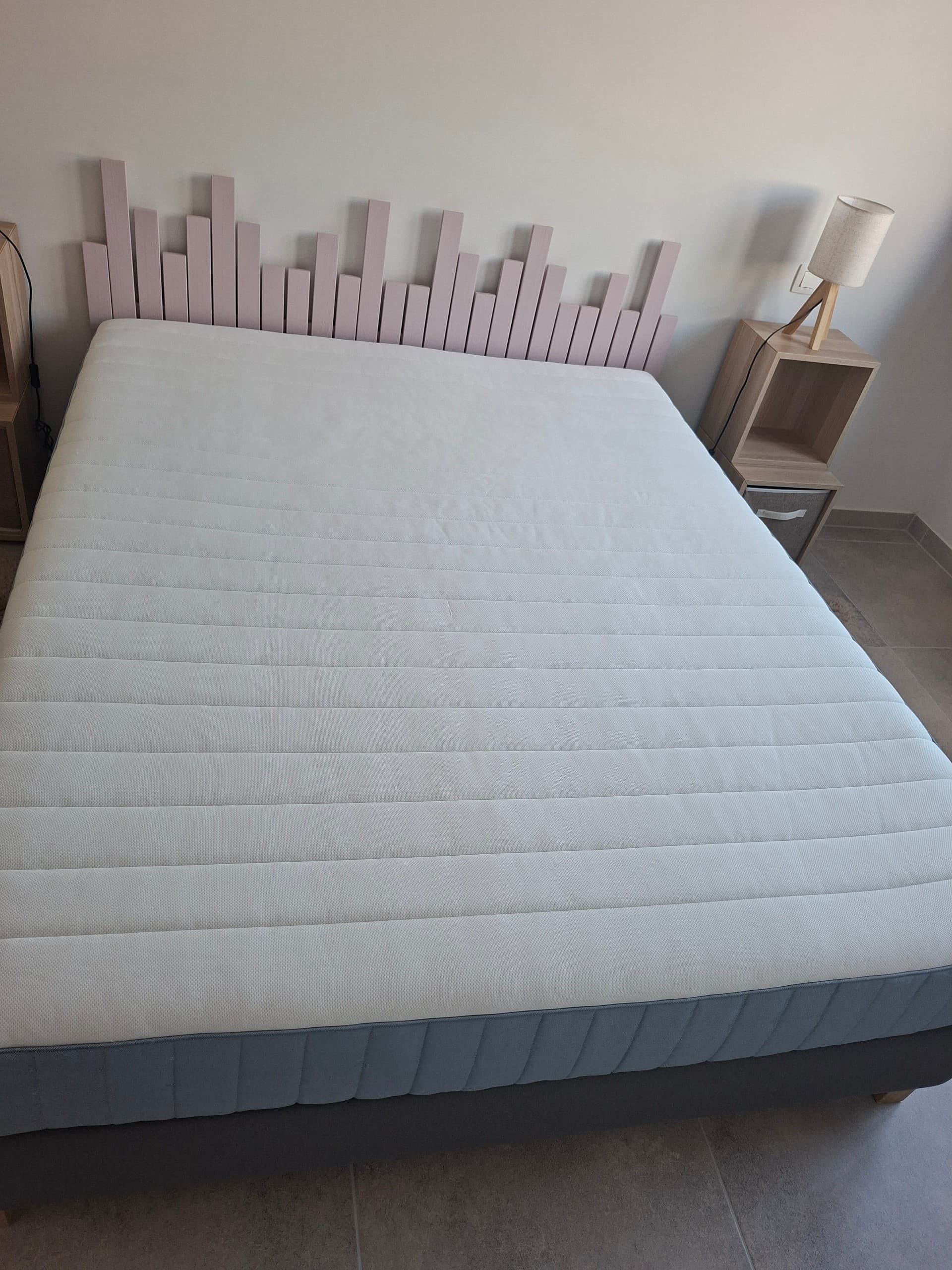 LYNGÖR divan bed, Valevåg firm/medium firm/light blue dark grey, 160x200 cm