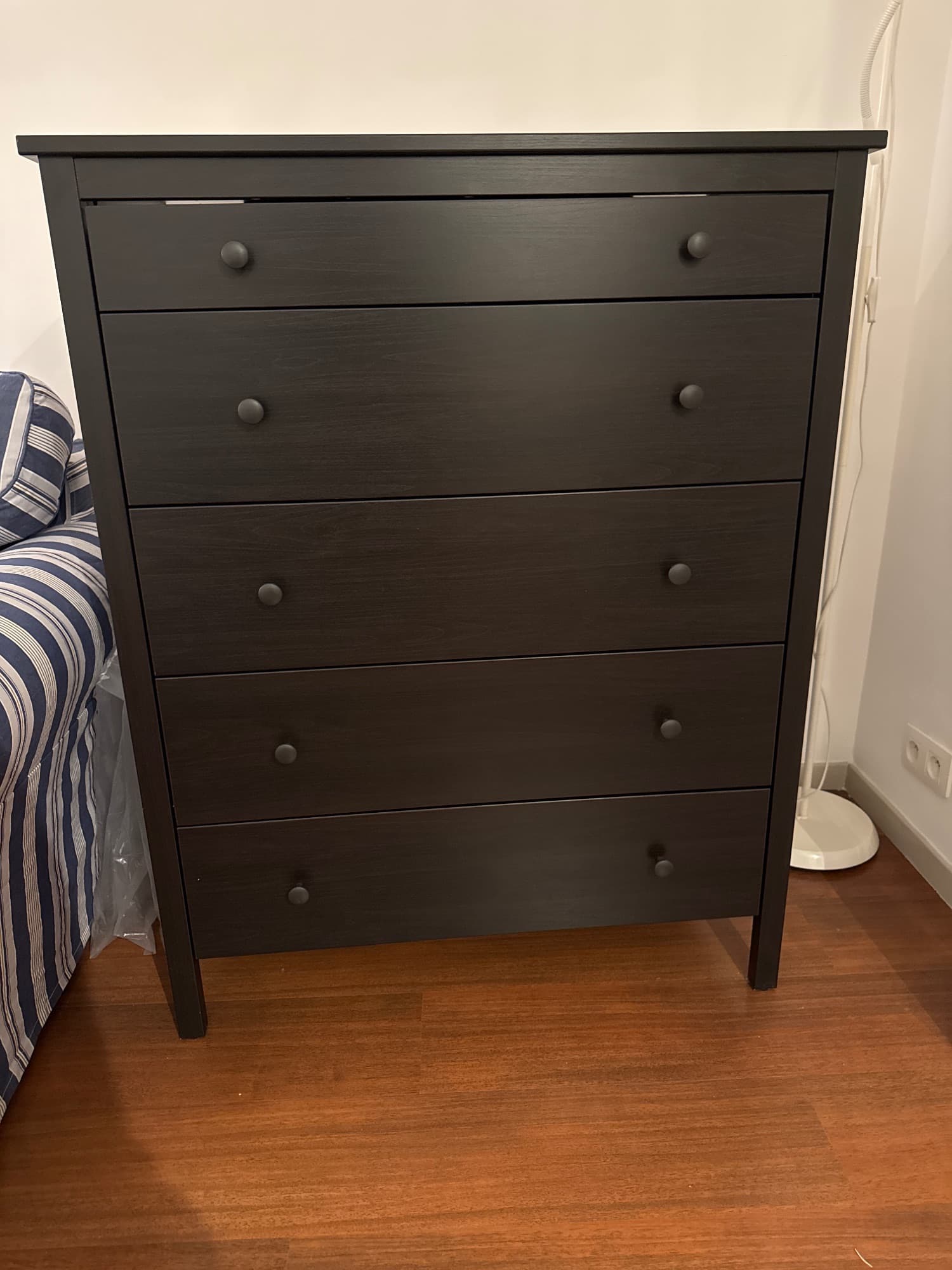 KOPPANG chest of 5 drawers, black-brown, 90x44x114 cm