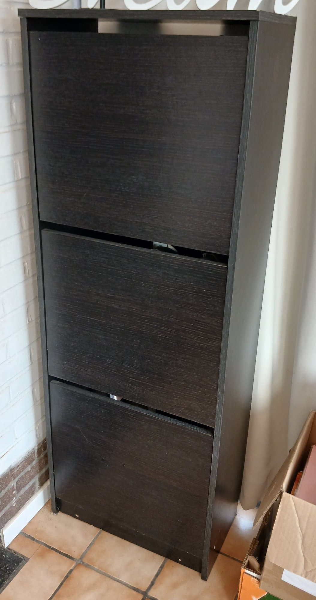 BISSA armoire à chaussures 3 casiers, brun noir, 49x28x135 cm
