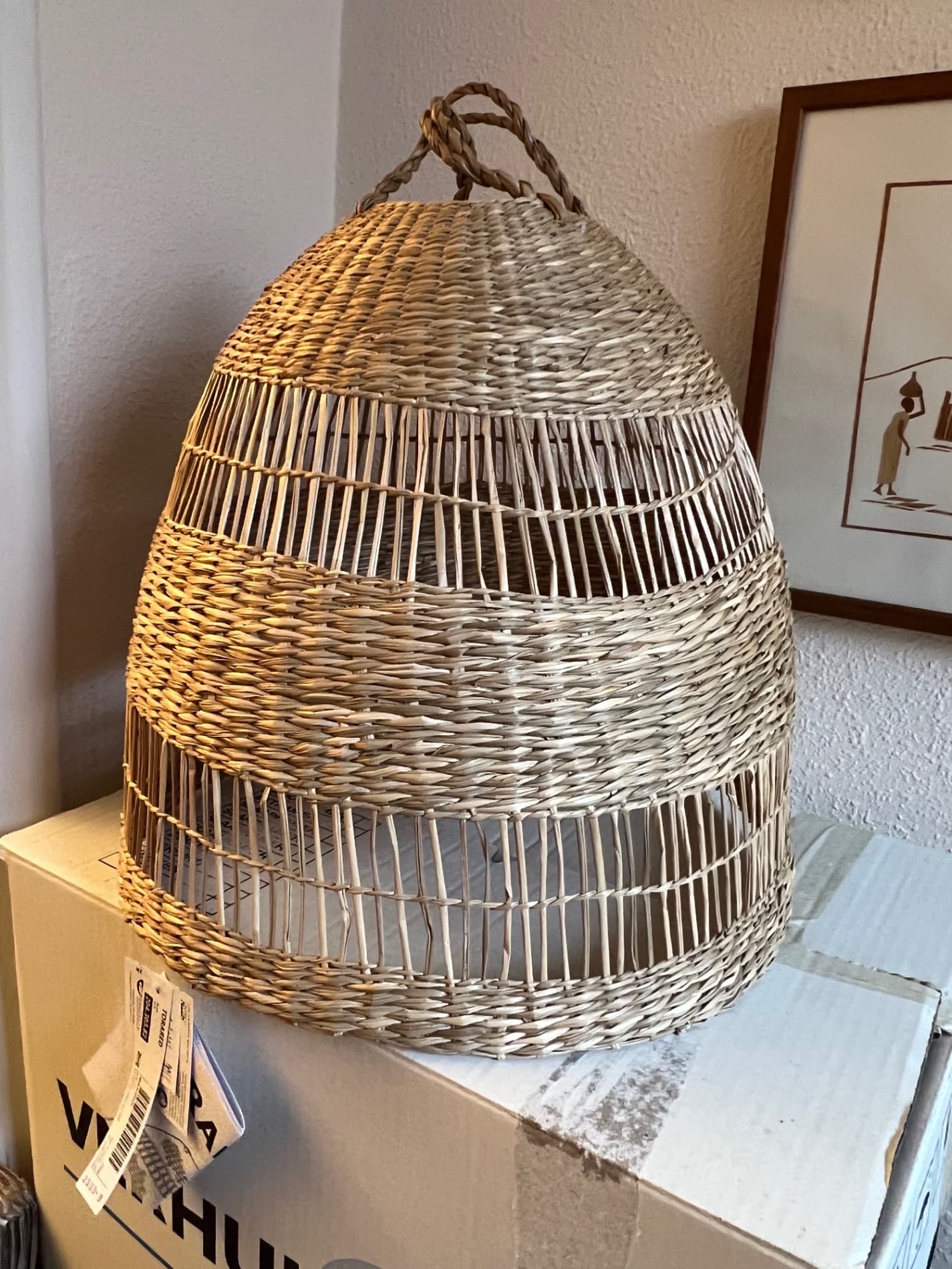 TORARED MET ETIKET hanglampenkap, Zeegras/handgemaakt, 36 cm