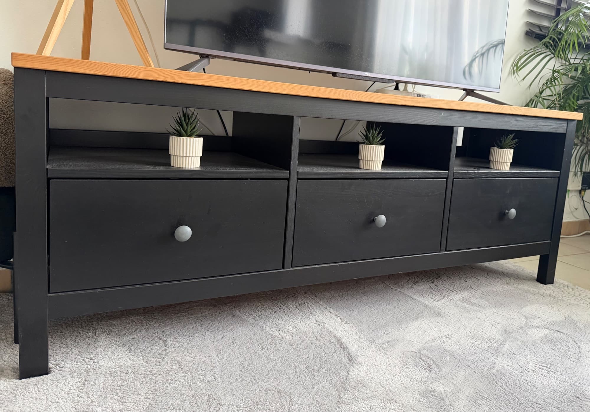 HEMNES banc TV, brun noir