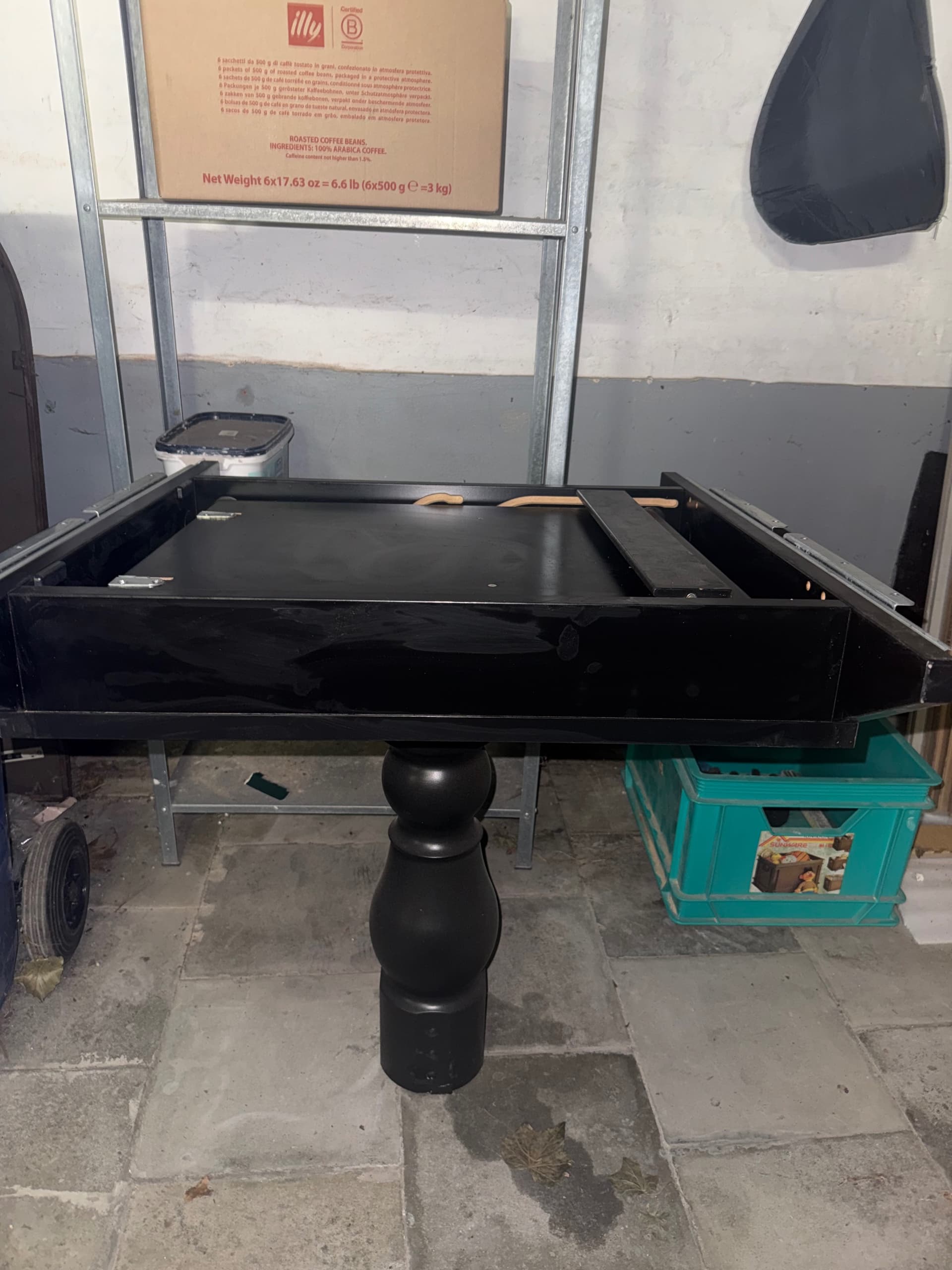 TAFEL MET 4 STOELEN table extensible, noir, 110/155 cm