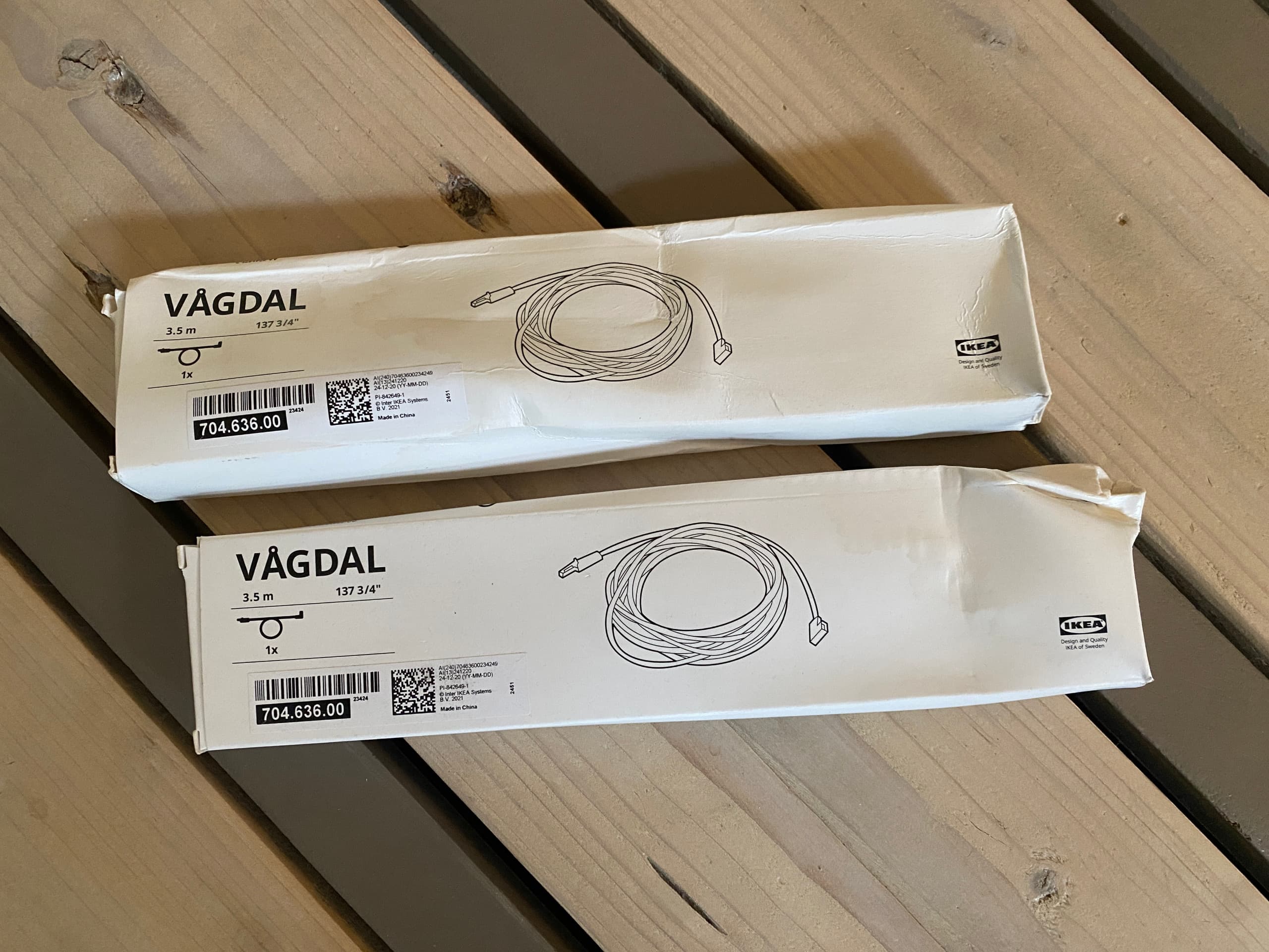 VÅGDAL (2PCS) connection cord, white, 3.5 m
