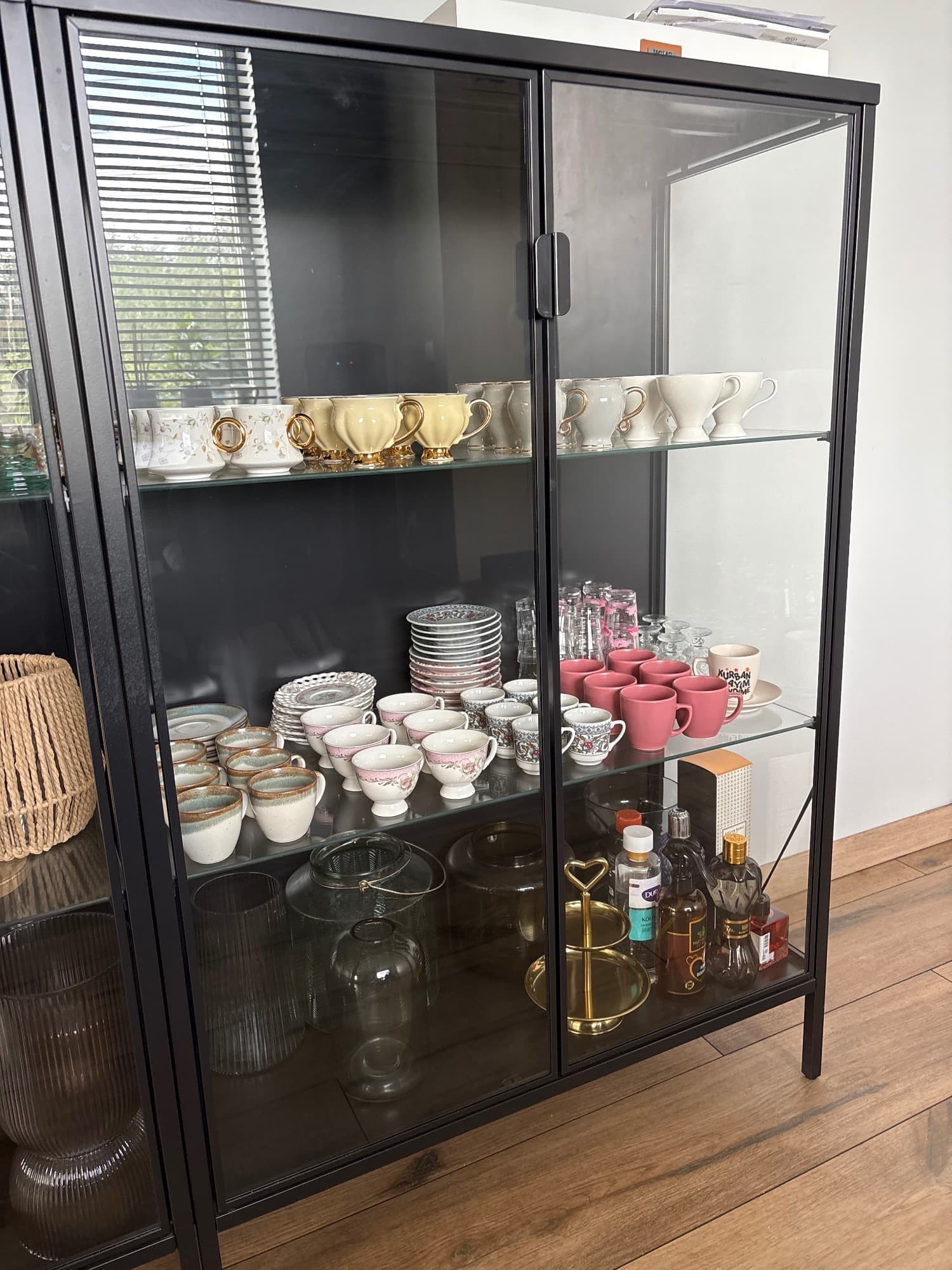 RUDSTA glass-door cabinet, anthracite, 80x37x120 cm
