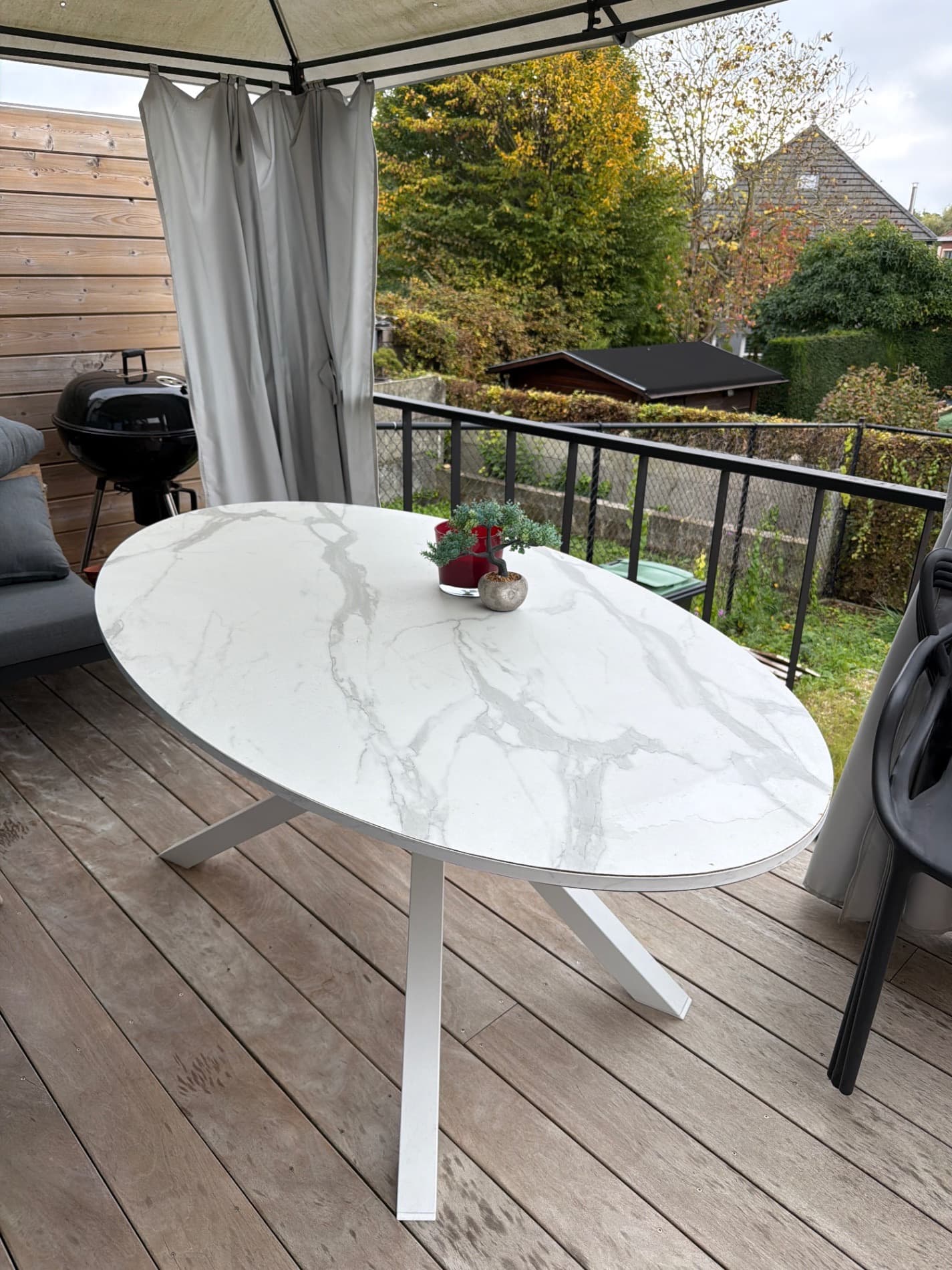MARIEDAMM table, white marble effect, 180x100 cm