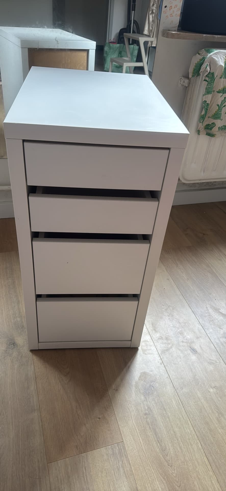 MICKE drawer unit on castors, white, 35x75 cm