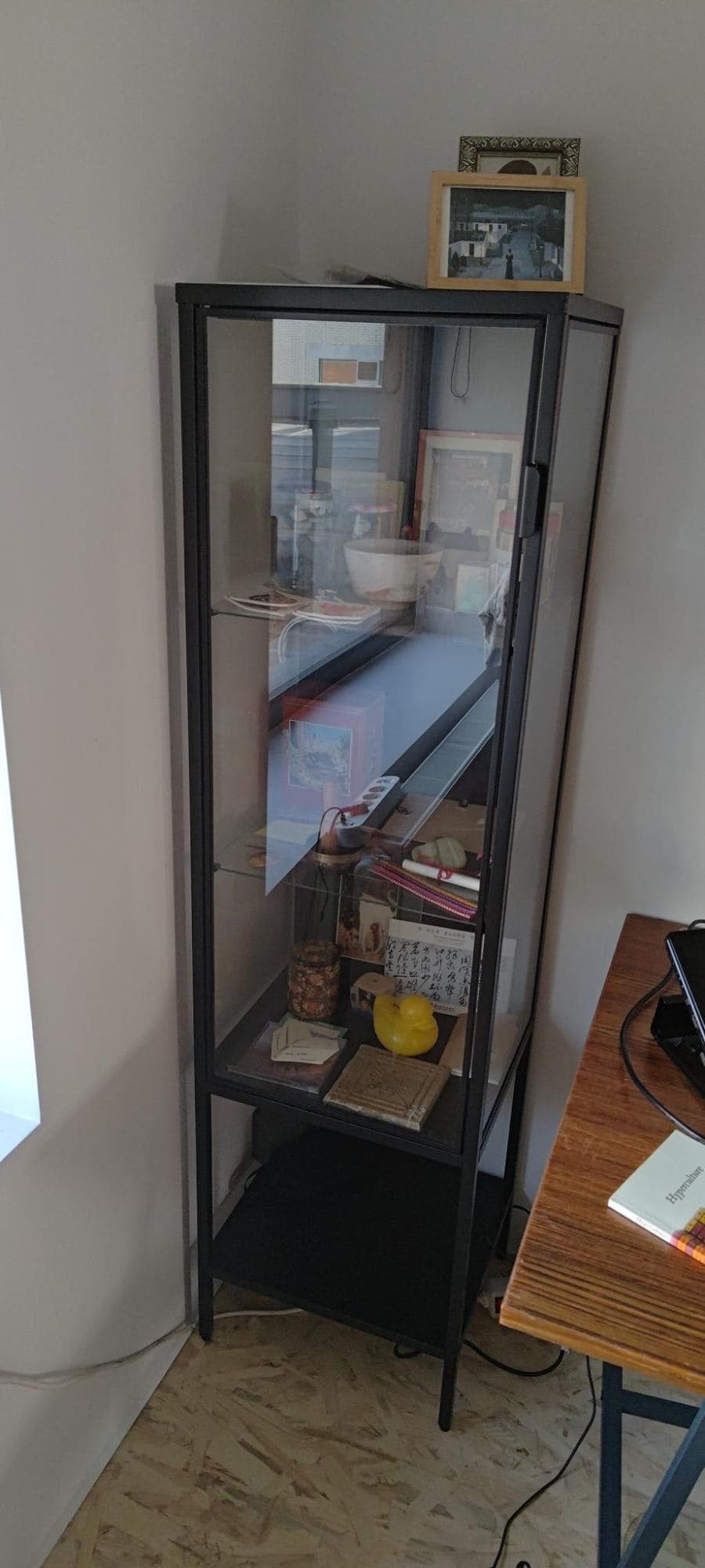 RUDSTA glass-door cabinet, anthracite, 42x37x155 cm