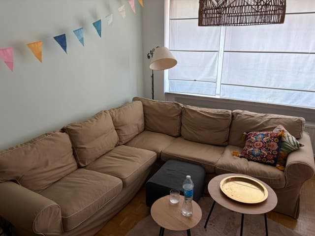 EKTORP cover for corner sofa, 4-seat, Hillared beige