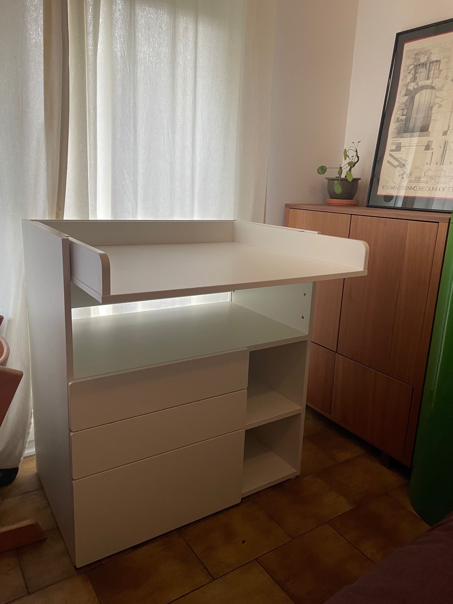 SMÅSTAD commode, wit met frame/met 3 lades, 90x79x100 cm