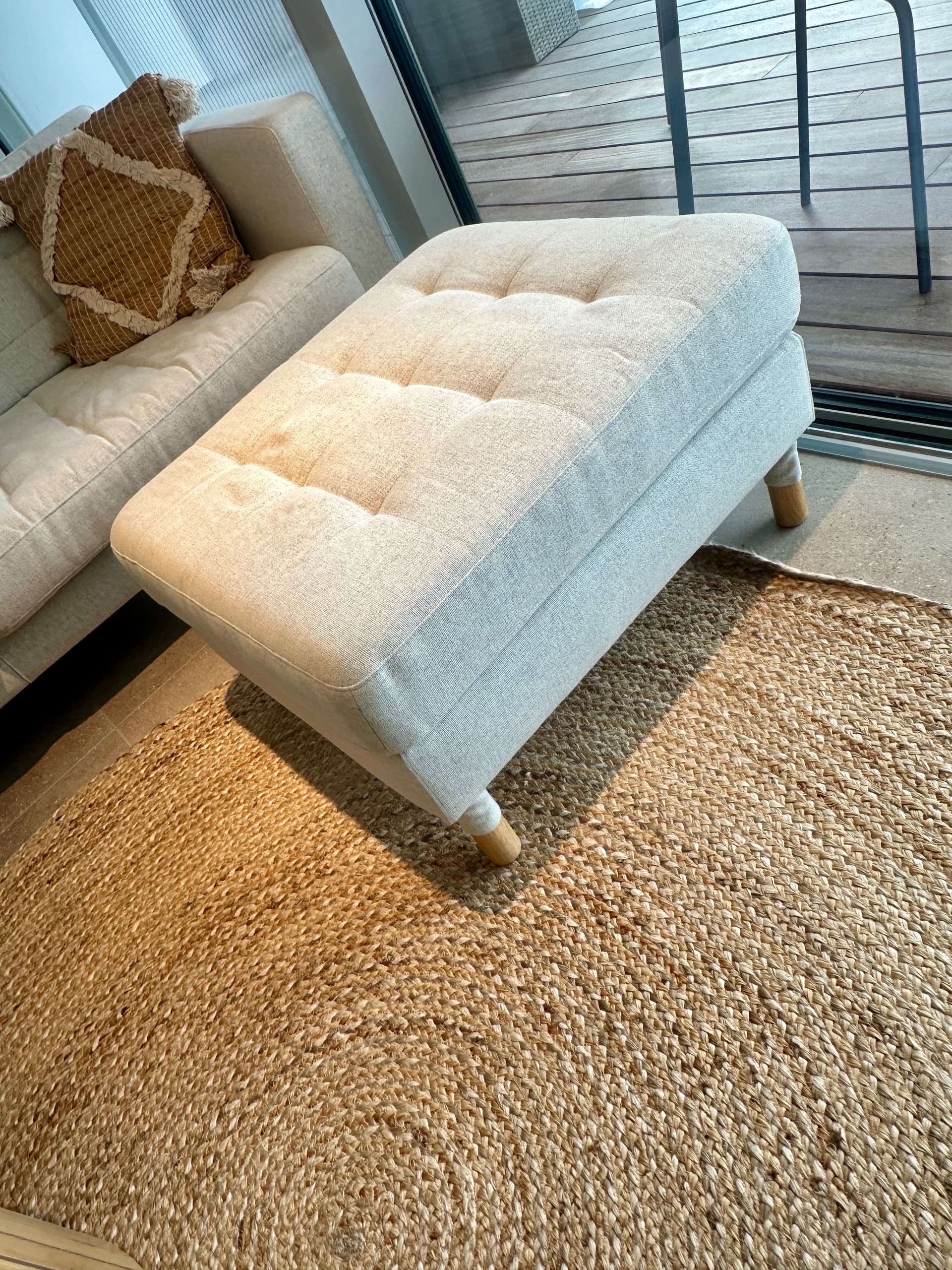 LANDSKRONA repose-pieds, Gunnared beige/bois