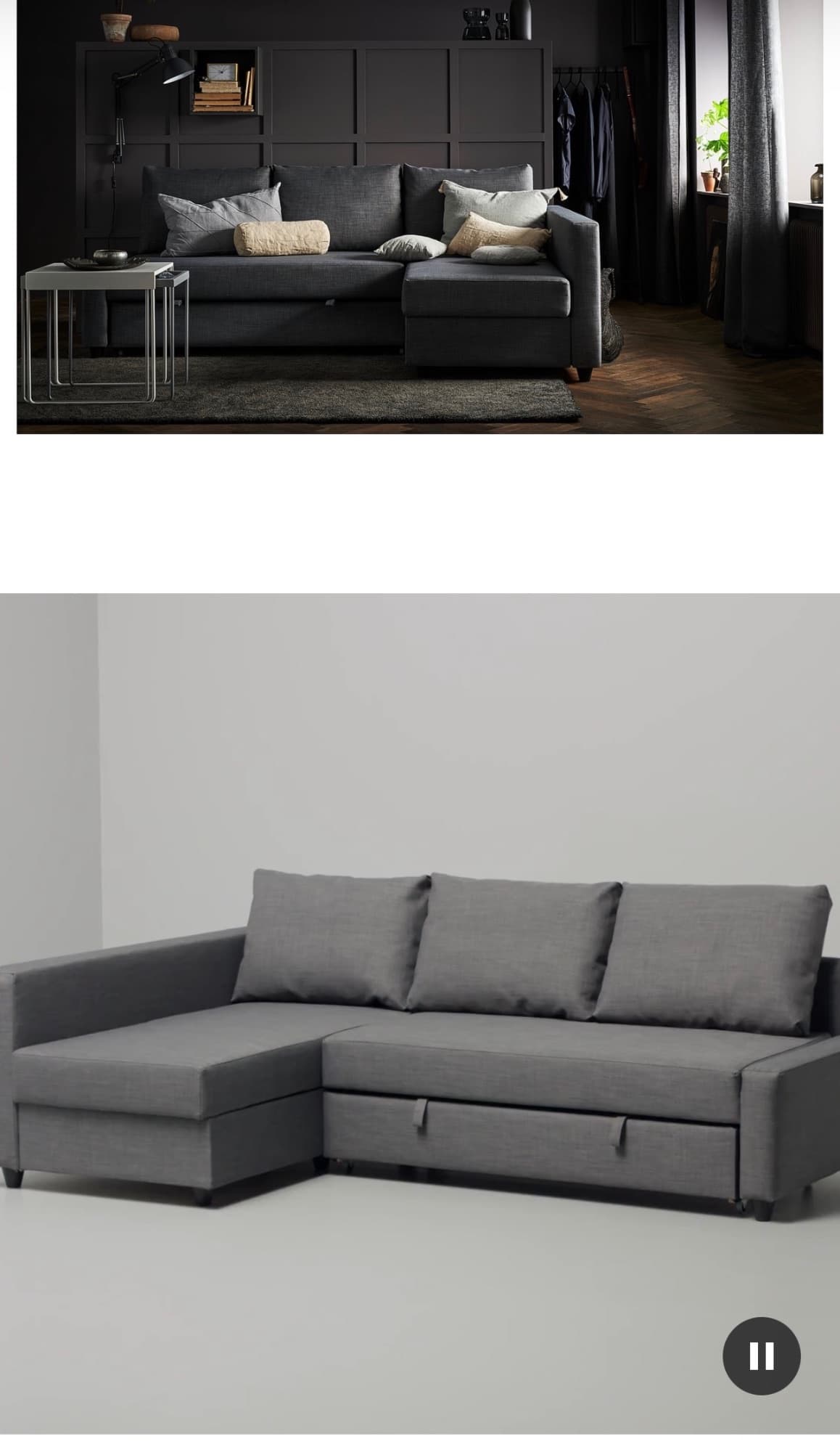 FRIHETEN corner sofa-bed with storage, Hyllie dark grey