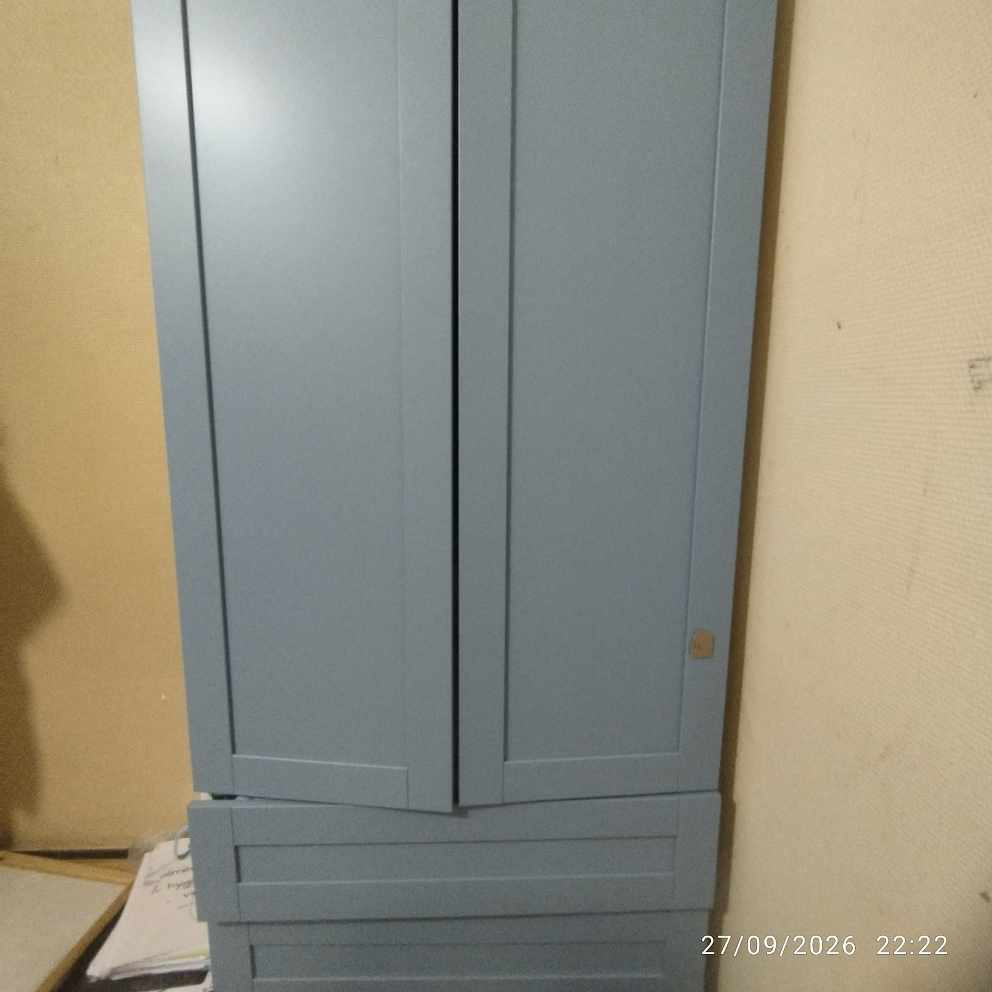 PLATSA armoire 2 portes+2 tiroirs, blanc/Sannidal bleu, 80x42x173 cm