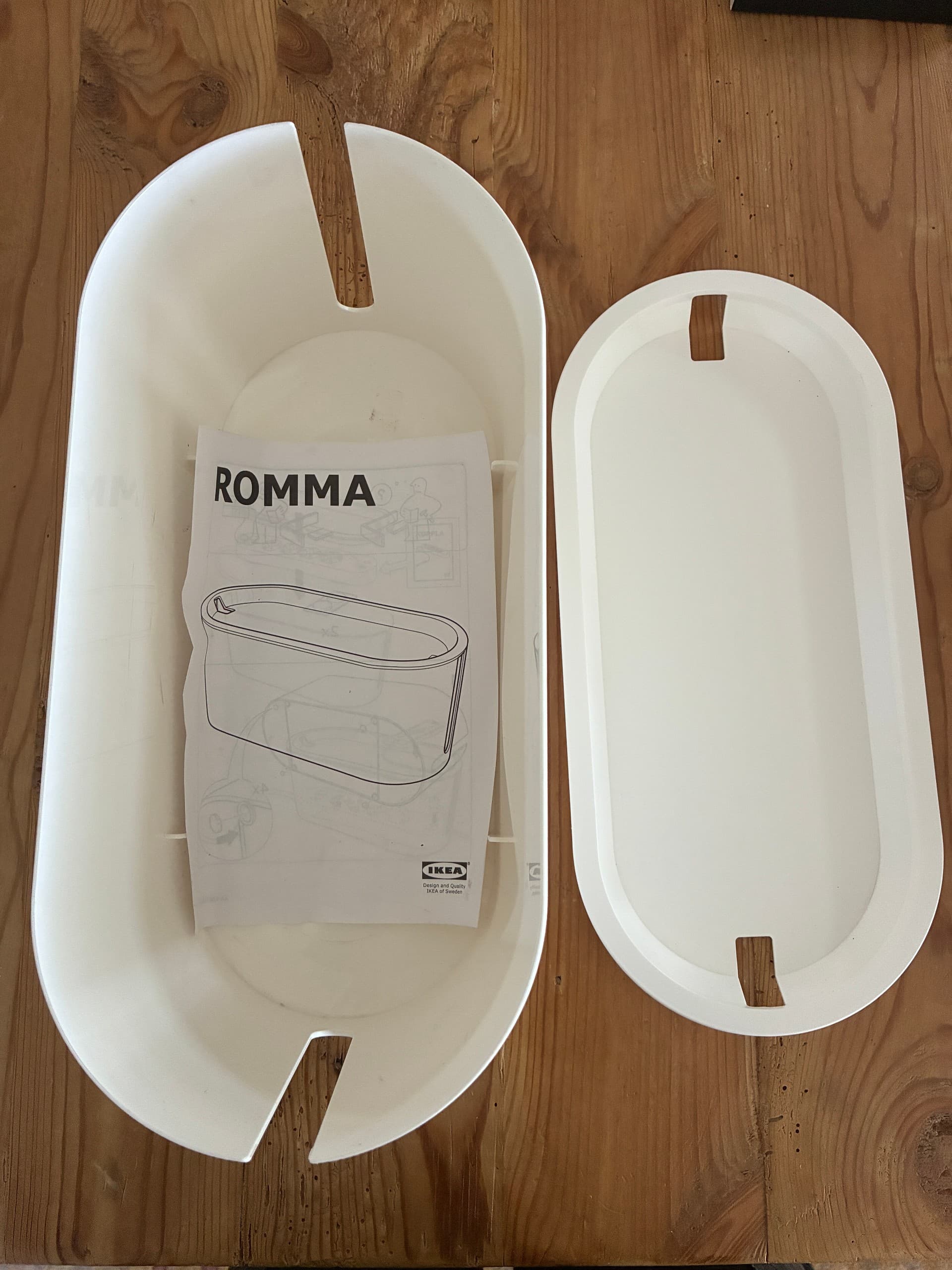 ROMMA bak voor kabelmanagement met deksel, grijs