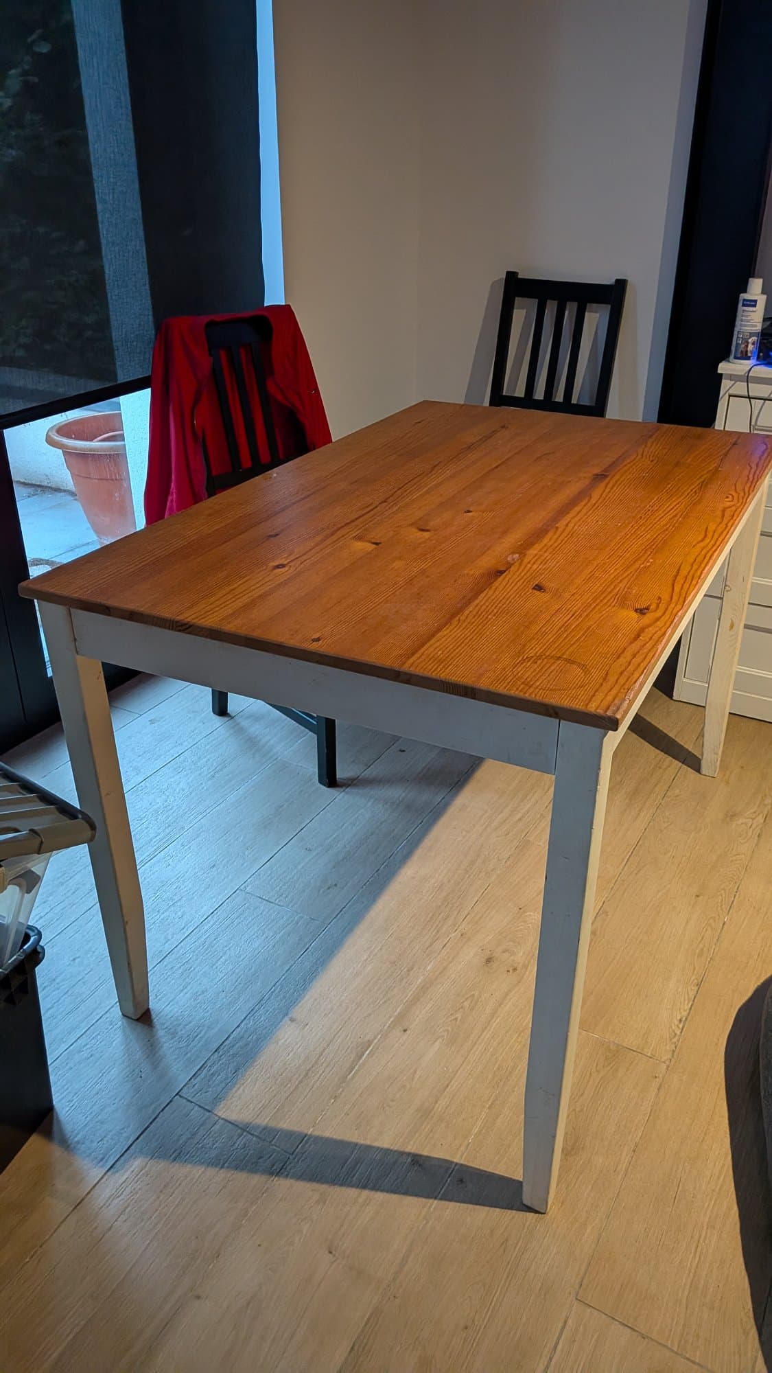 LERHAMN table, light antique stain/white stain