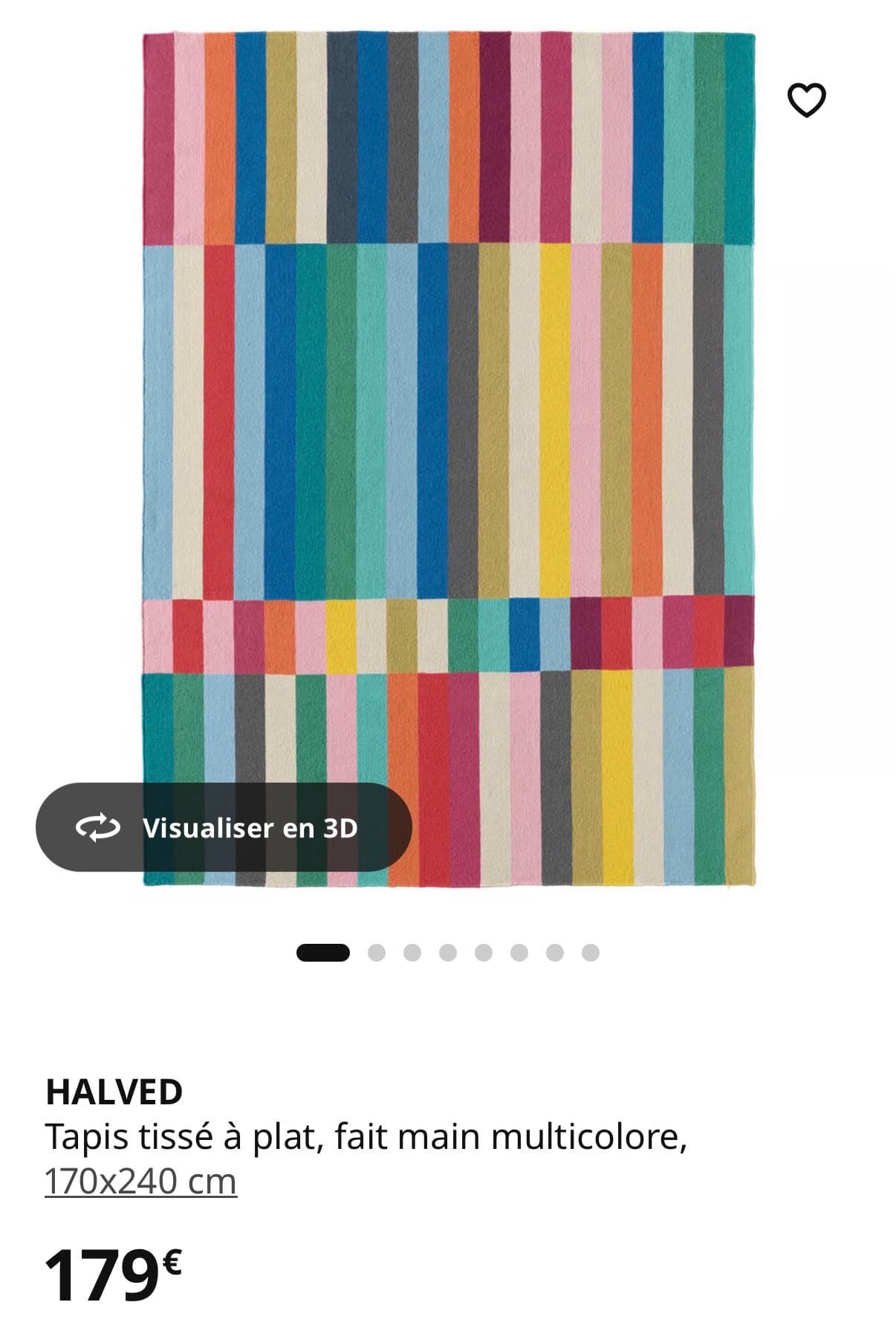 HALVED TAPIS rug, flatwoven, handmade multicolour, 170x240 cm