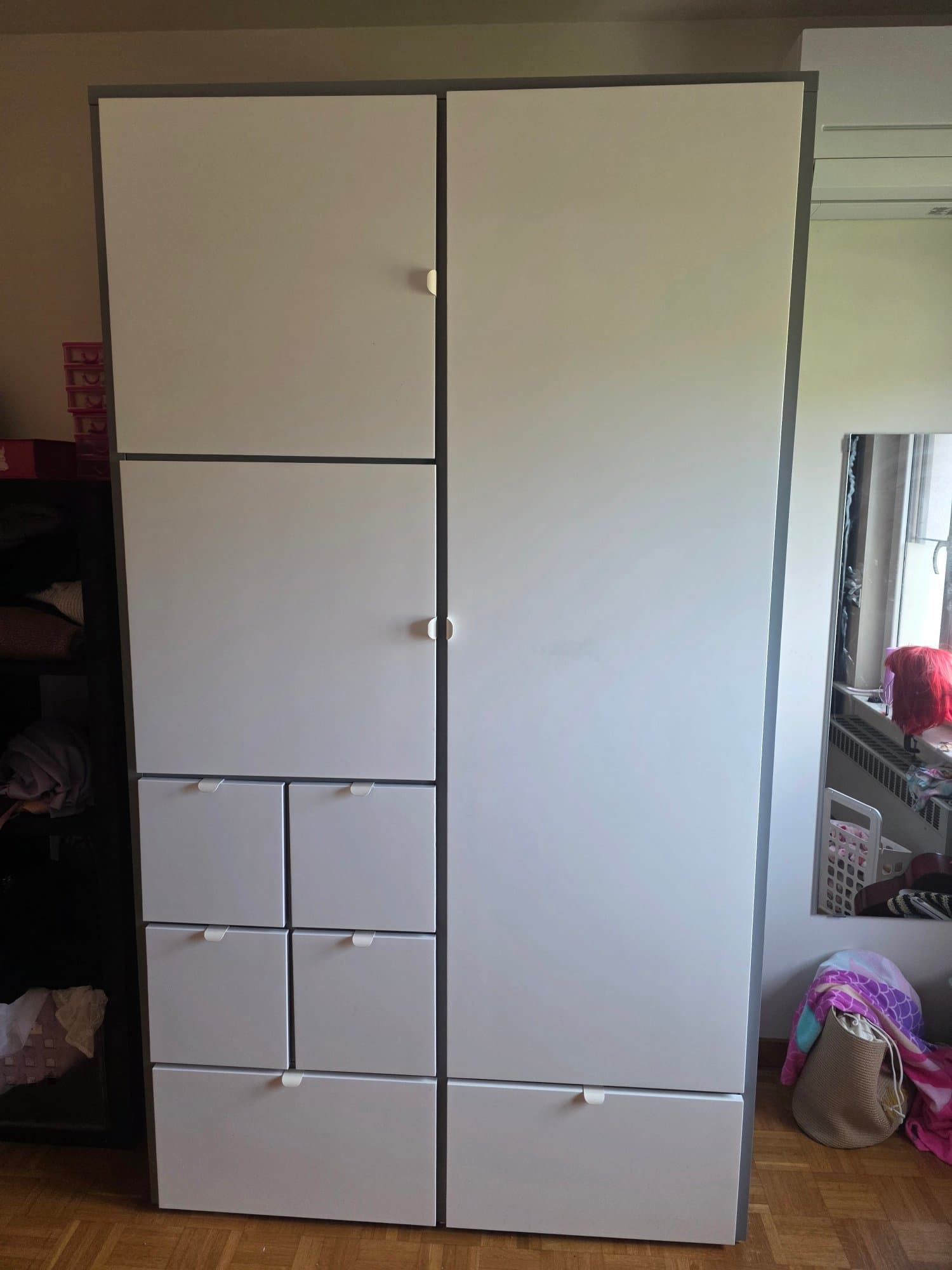 VISTHUS armoire-penderie, gris/blanc, 122x59x216 cm