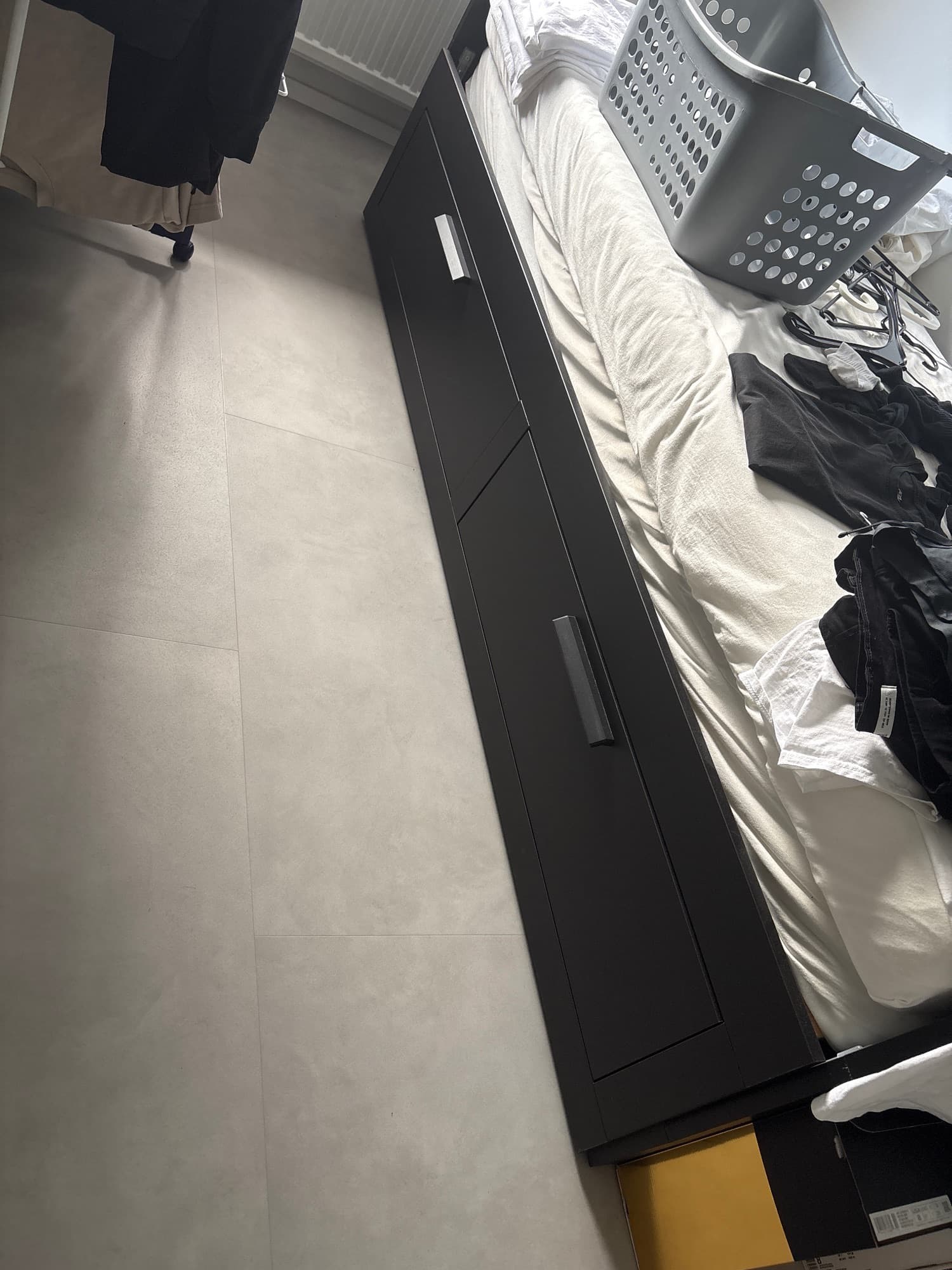 BRIMNES day-bed w 2 drawers/2 mattresses, black/Åsvang firm