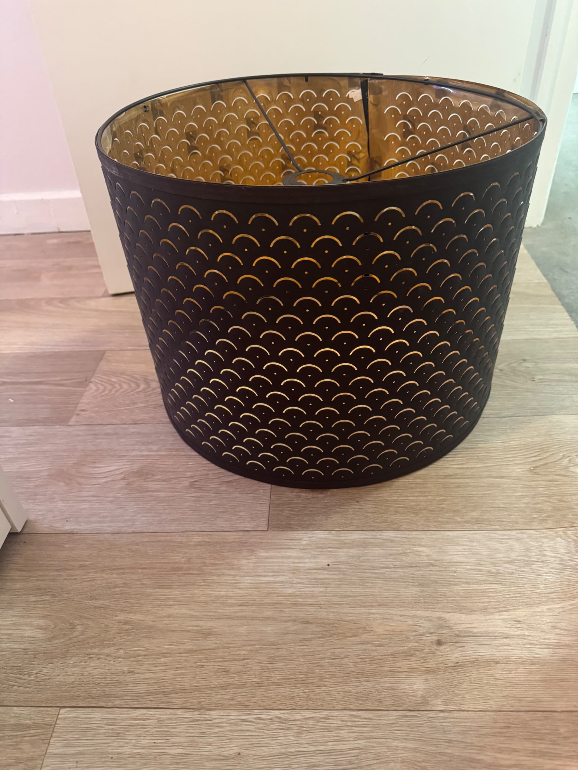 NYMÖ lamp shade, black/brass-colour, 32 cm