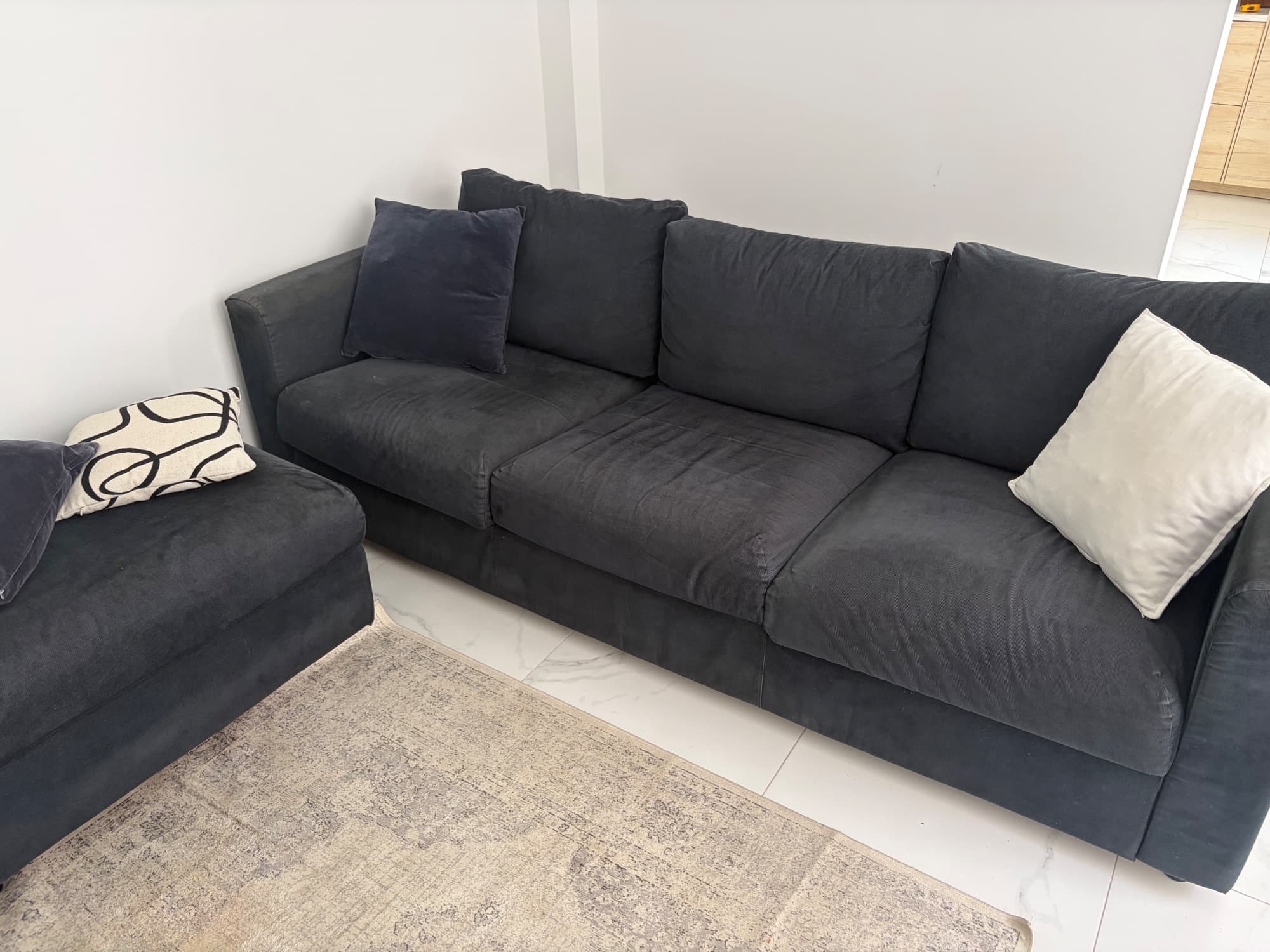 VIMLE 3-zits slaapbank, met brede armleuningen/Djuparp donker groenblauw