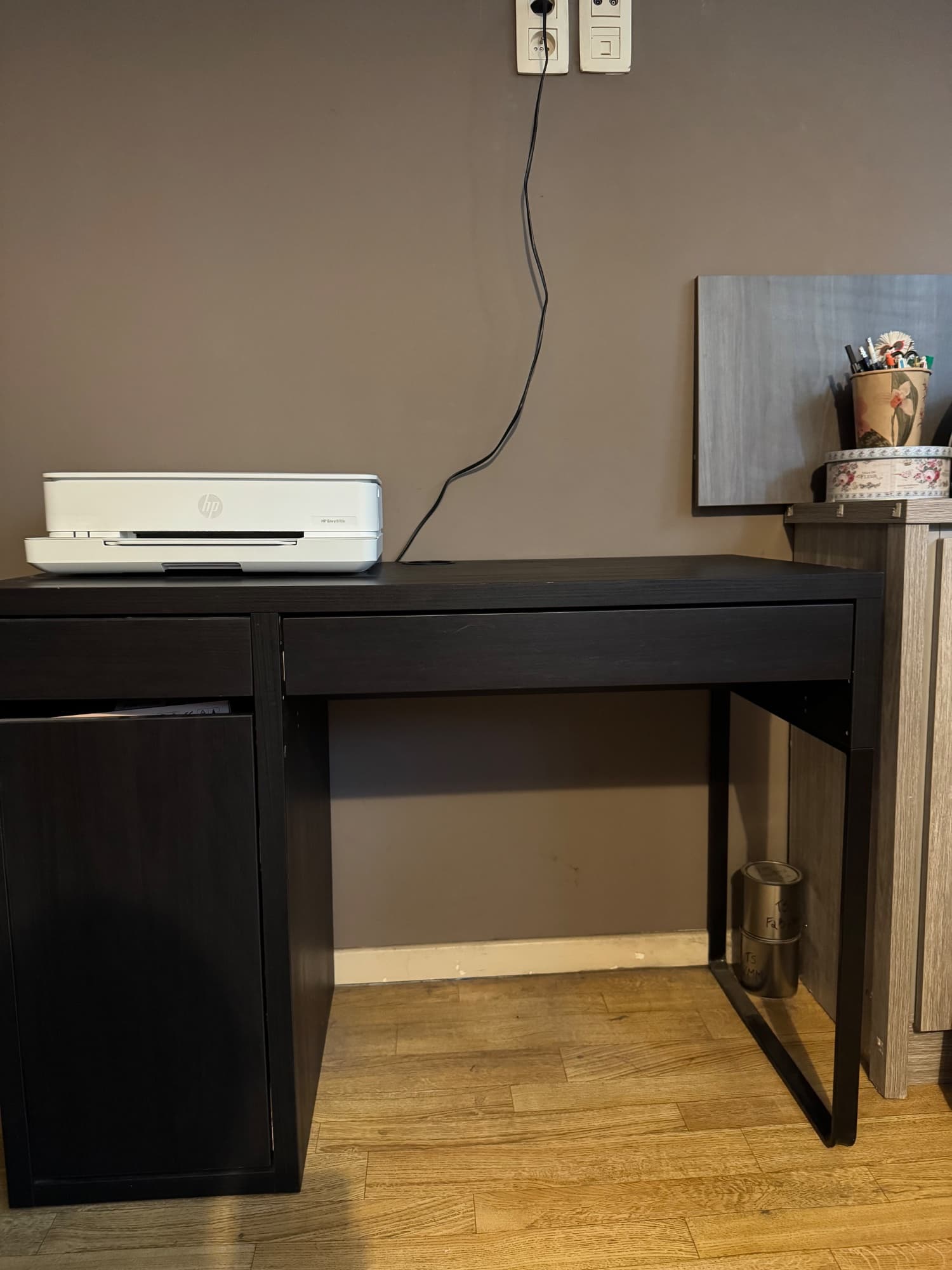 MICKE desk, black-brown, 73x50 cm