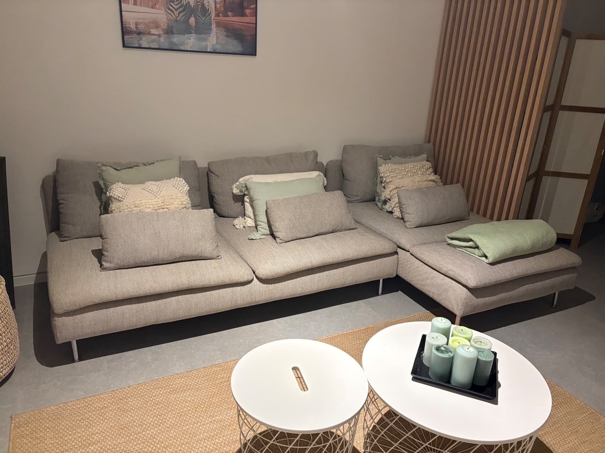 SÖDERHAMN canapé 4 places + méridienne, et sans accoudoir Fridtuna/beige clair