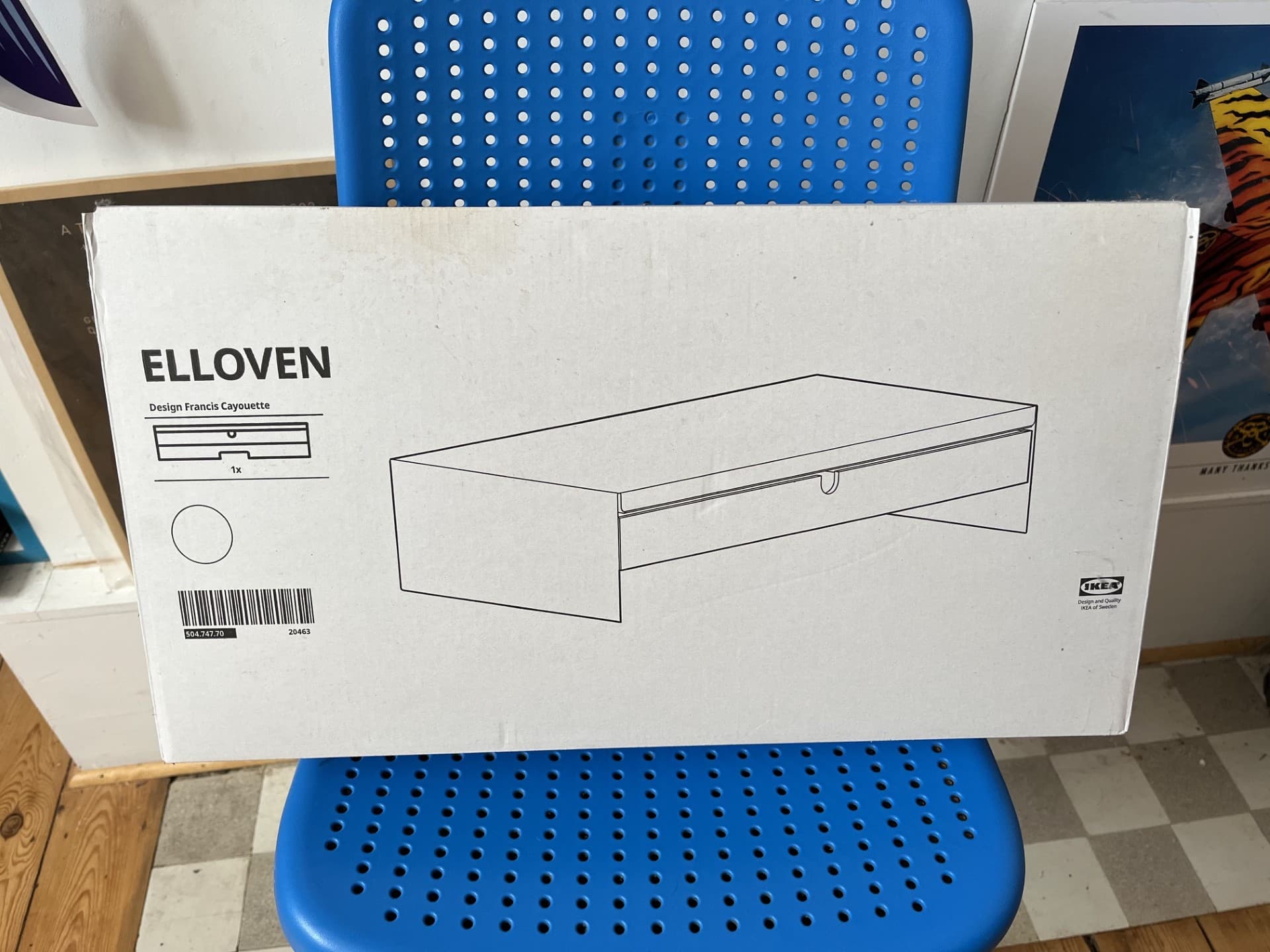 ELLOVEN monitorstandaard met lade, wit