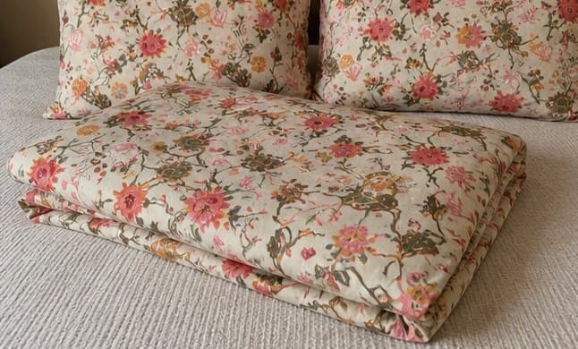 NÄSSELKLOCKA duvet cover and 2 pillowcases, light grey-beige/multicolour, 240x220/50x60 cm