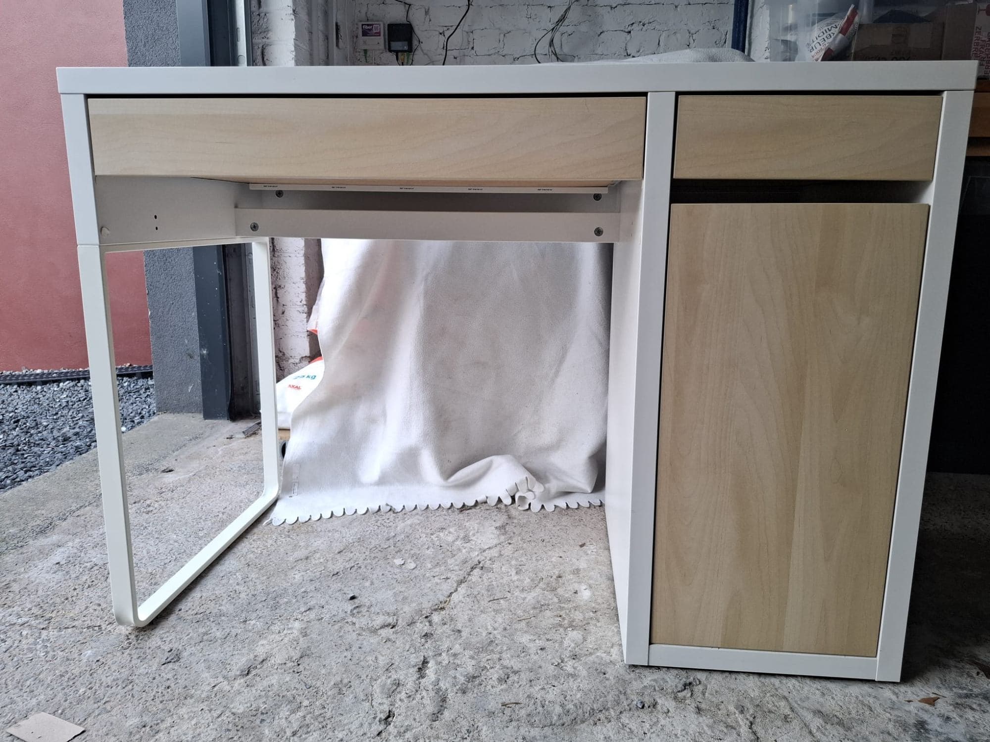 BUREAU ENFANT MICKE bureau, wit/berkenpatroon