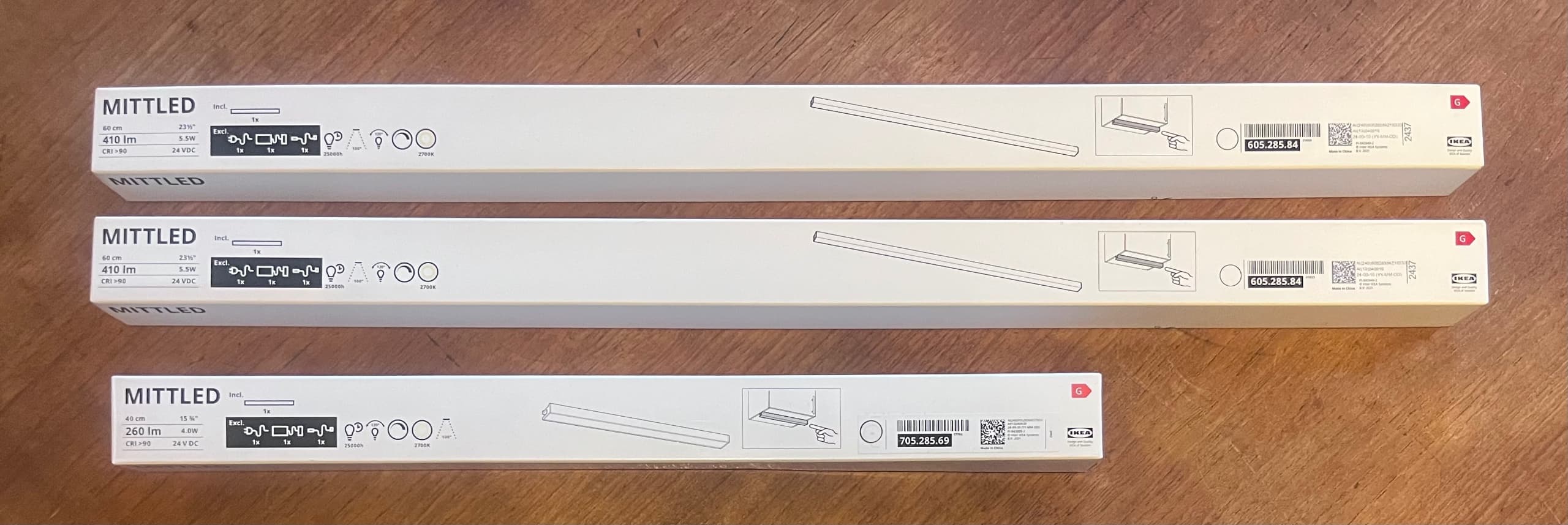 MITTLED baguette lum LED plan travail cuis, intensité lumineuse réglable blanc, 40 cm