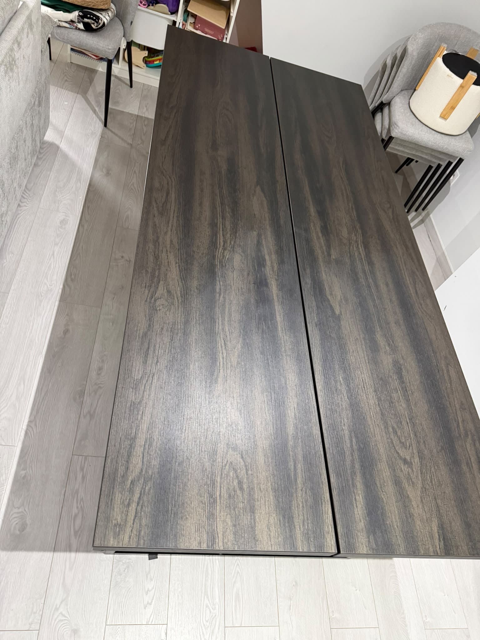 TARSELE uitschuifbare tafel, eikenfineer/zwart, 210/268x90 cm