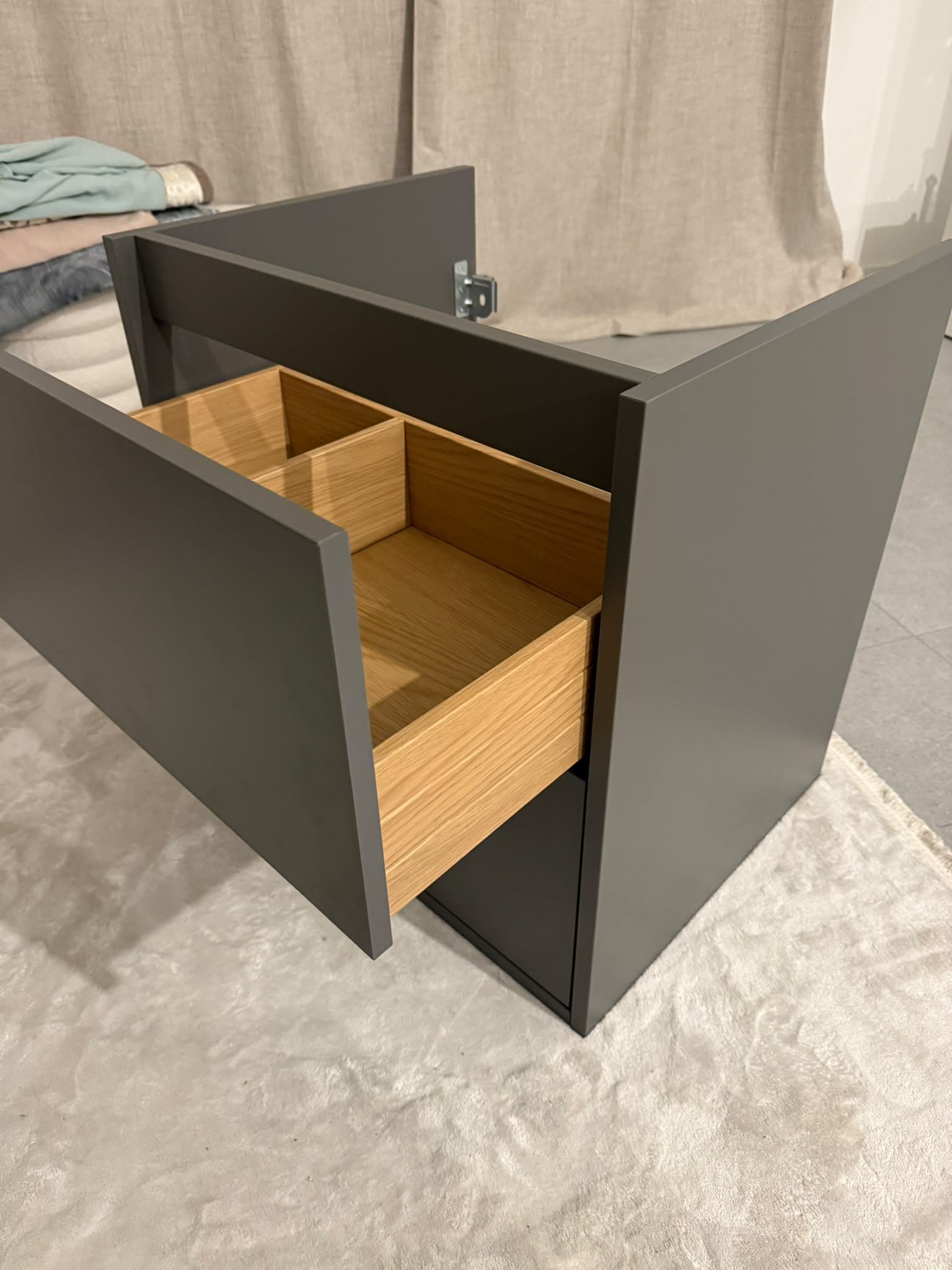HAVBÄCK wash-stand with drawers, dark grey, 60x48x63 cm