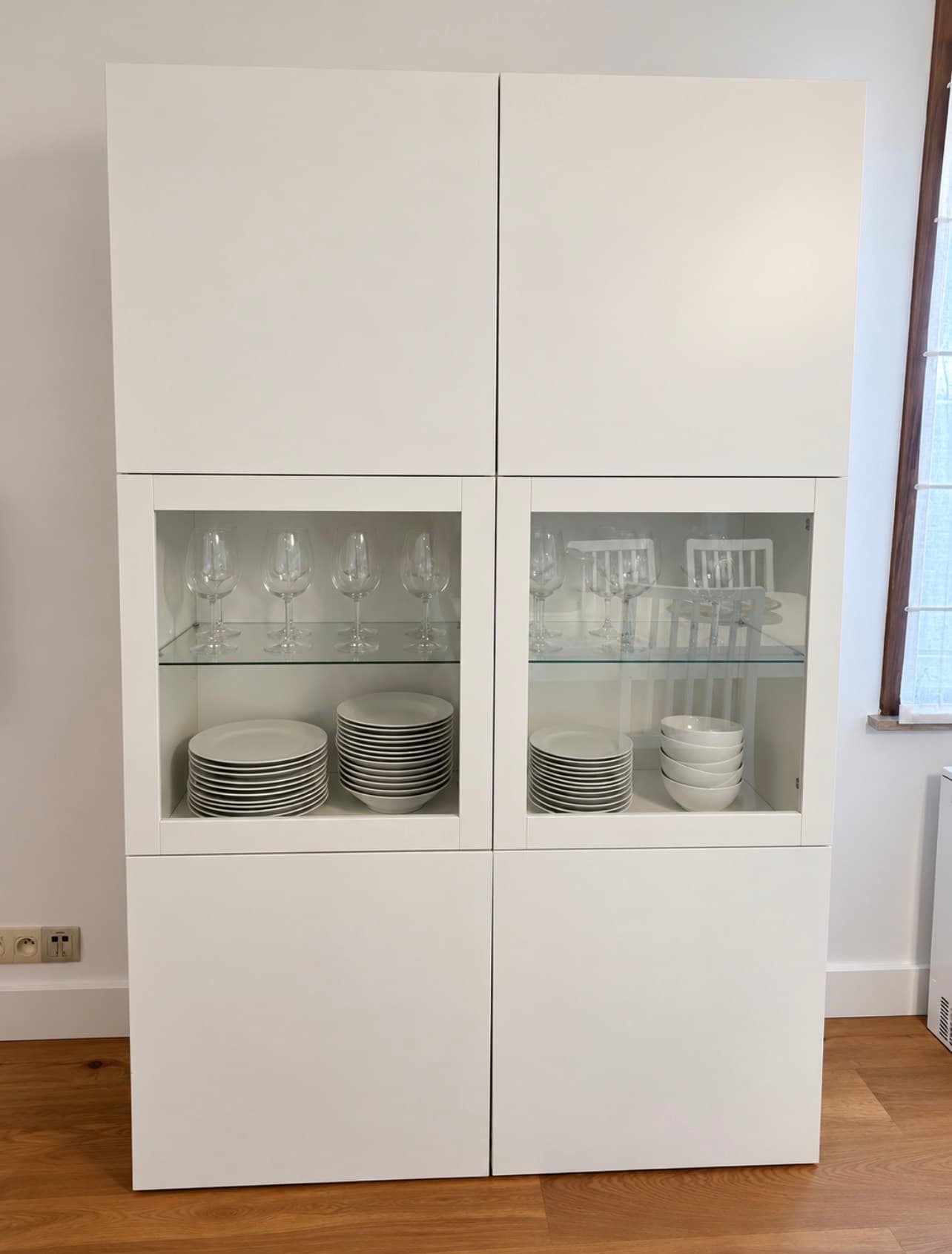 BESTÅ opbergcombinatie met glazen deuren, wit Lappviken/Sindvik wit helder glas, 120x42x193 cm